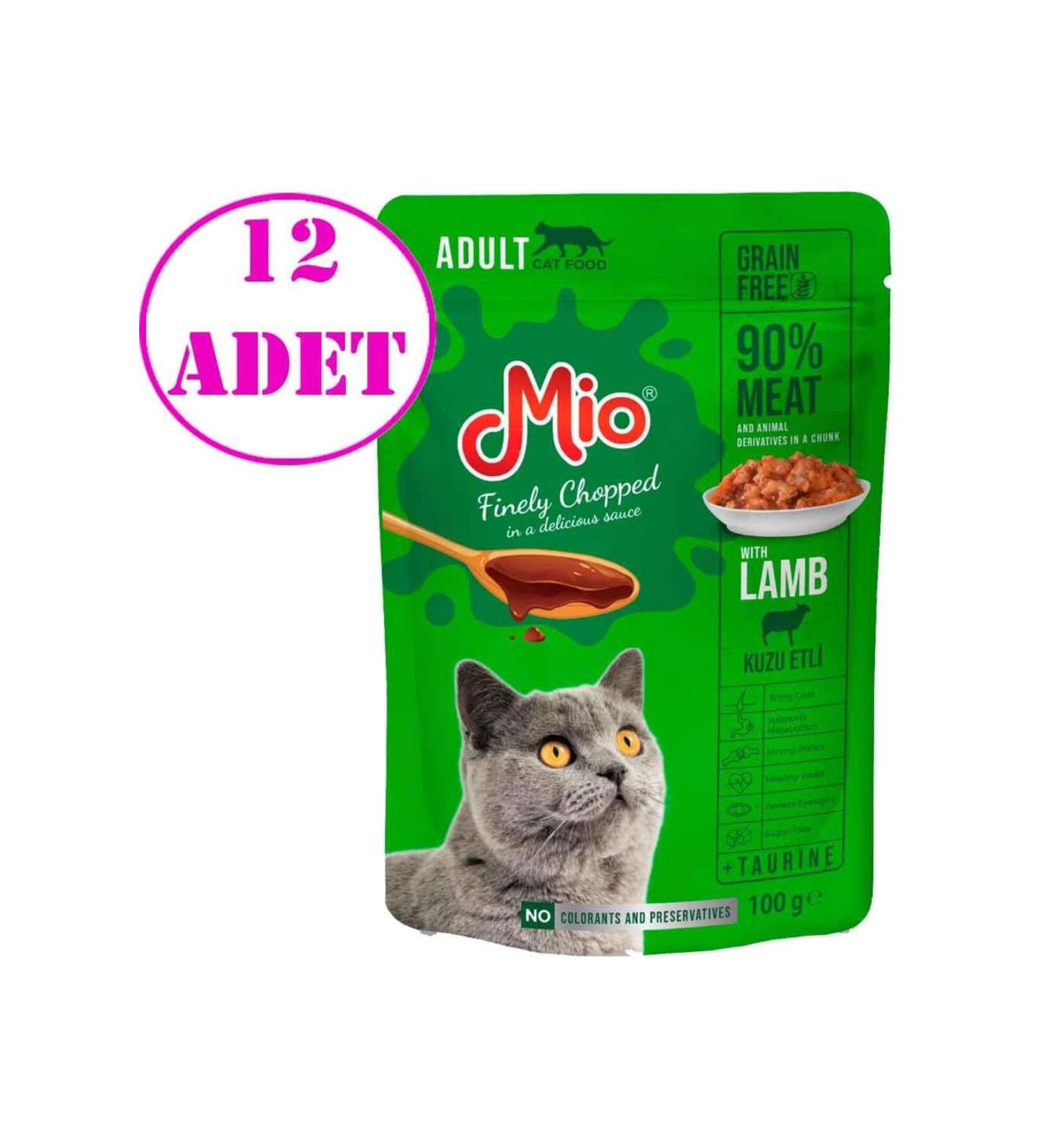 Mio Mio Cat Wet Food Lamb Meat 100 Gr 12 AD