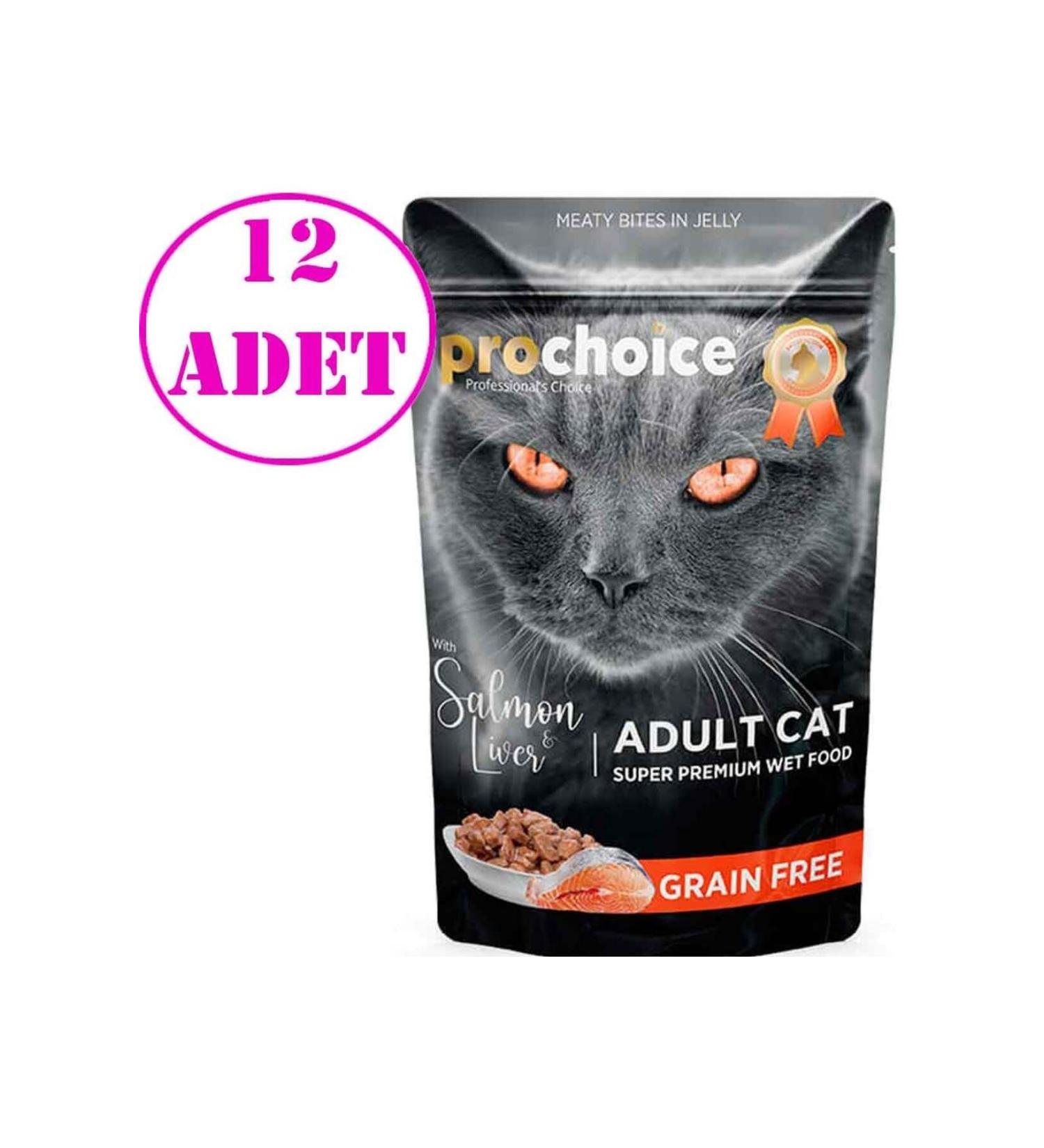Pro Choice Pouch Grain-Free Canned Cat Food with Jelly Salmon and Liver 85 gr 12 Pcs