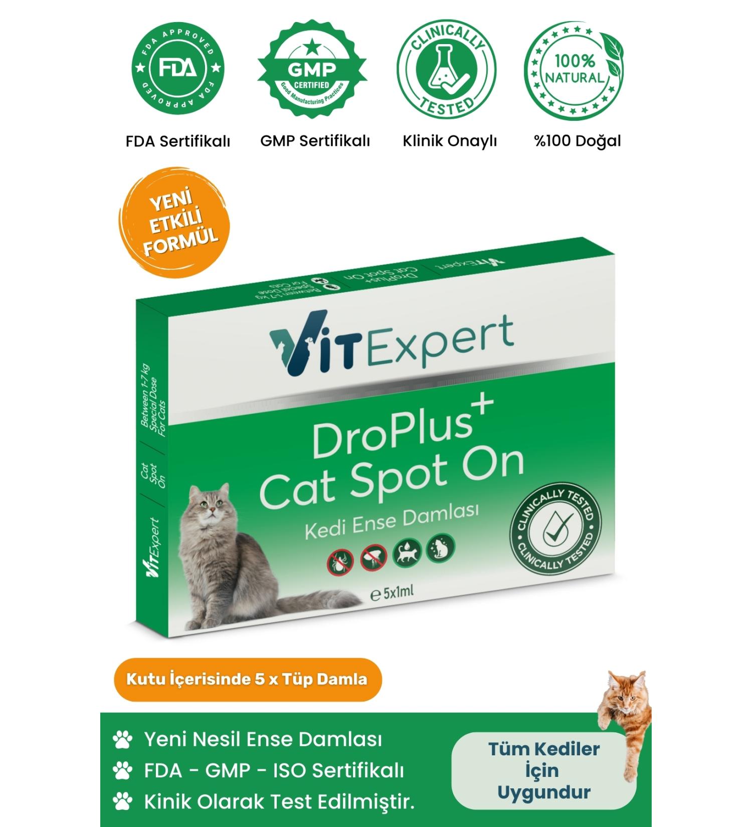Vitexpert Droplus Cat Drop Flea External Parasite Flea Tick Herbal Drop for Skin Care (1-7 Kg) 5 Tubes - Buy Online on GoSupps.com