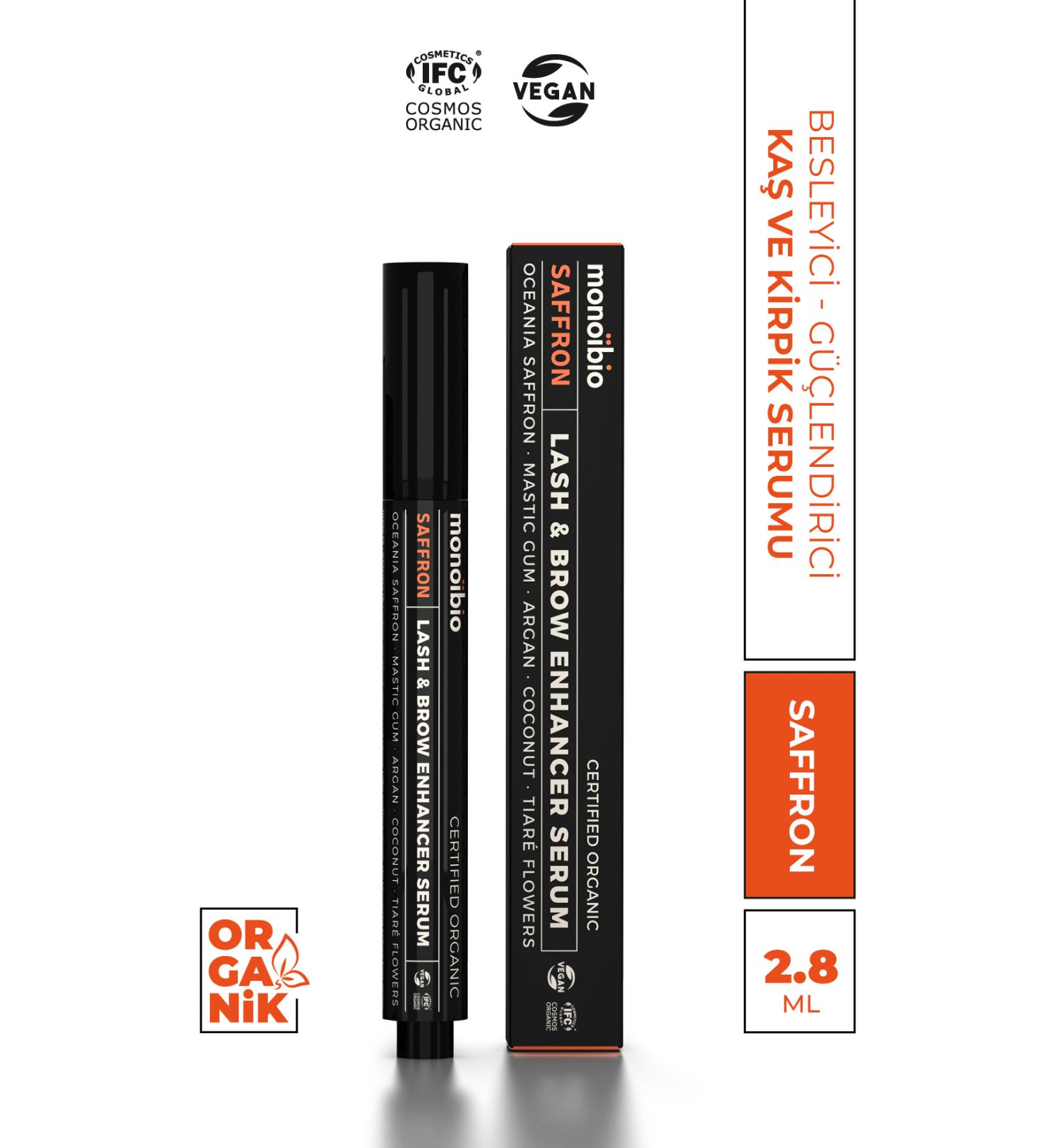 Monoibio Organic Eyebrow and Eyelash Serum - Saffron Oil Supports Eyebrow and Eyelash Formation - Vegan - Buy Online on GoSupps.com