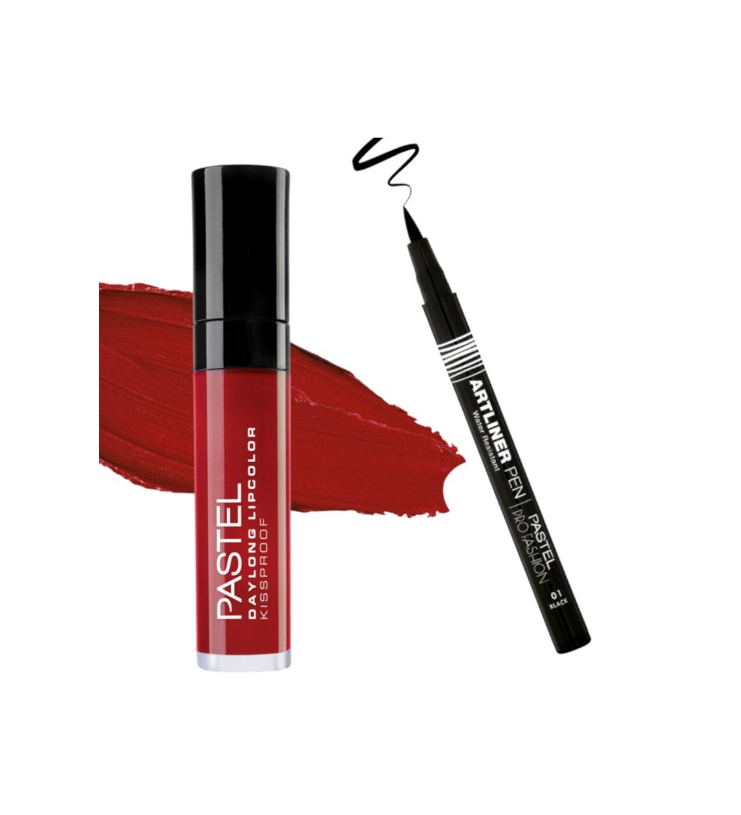 Pastel Daylong Lipcolor Kissproof - Liquid Matte Lipstick 09 + Pastel Artliner Pen - Artliner Pen 01 Black