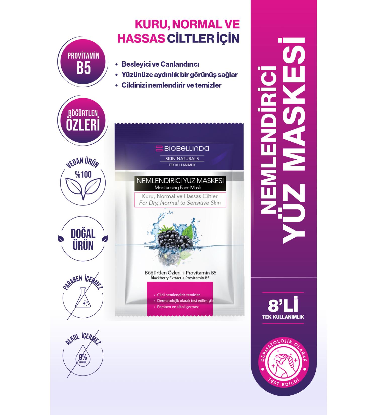 BioBellinda Moisturizing Face Mask 8 pcs | Nourishing & Revitalizing