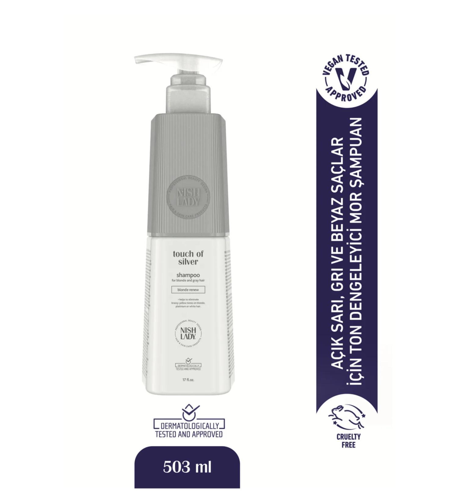 Nishlady Touch Of Silver Purple Shampoo 503ml -For Blonde Hair/Light Blonde Gray and White Hair - Buy Online on GoSupps.com