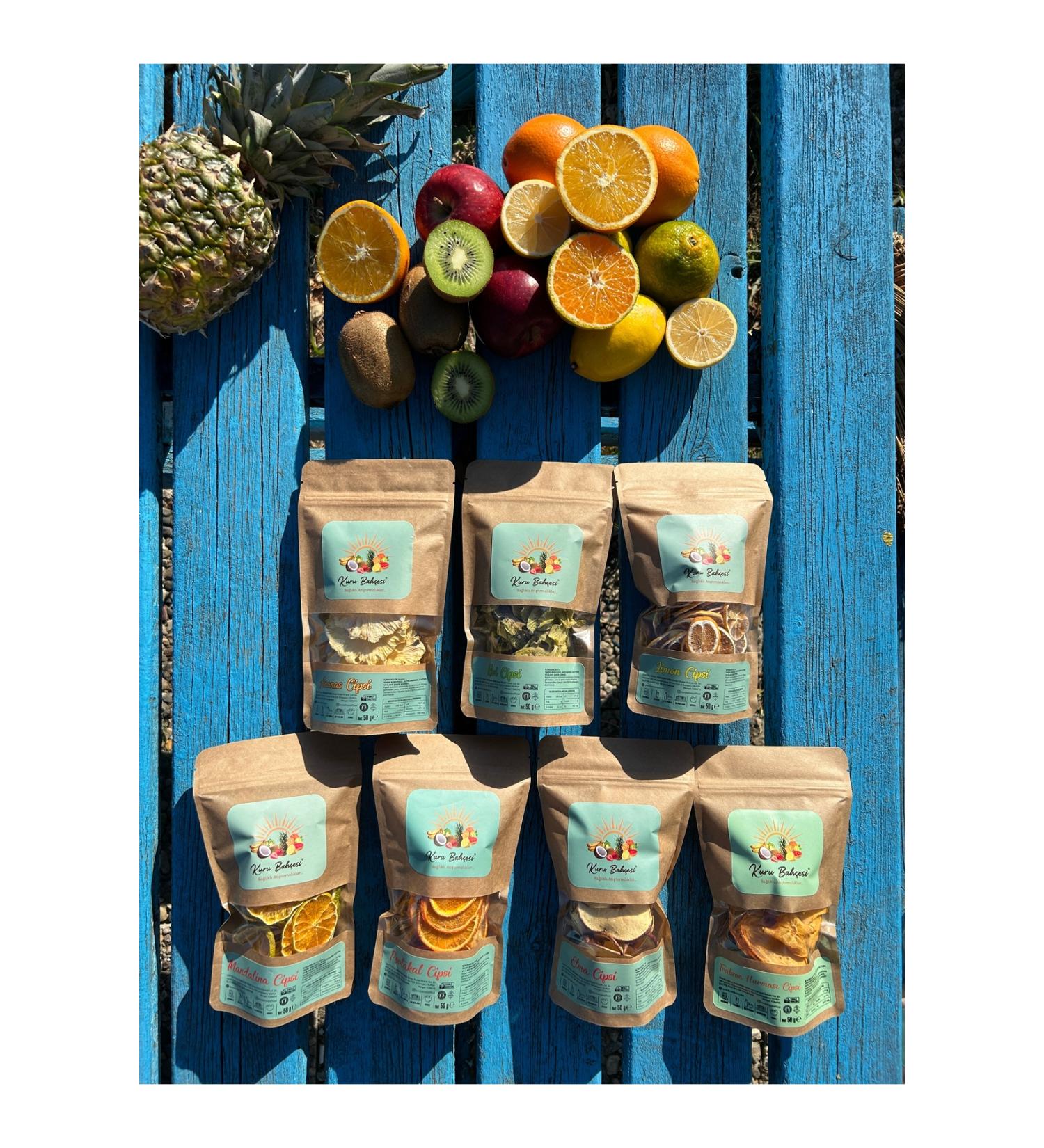 KURUBAH ES Crispy Fruit Chips Introduction Package (350gr) does not contain sugar dried fruit additives and preservatives.