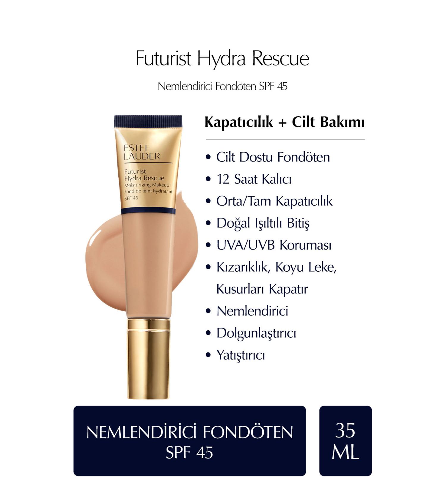 Estee Lauder Futurist Hydra Rescue SPF 45 Moisturizing Foundation 35ml - Color: 4N1 Shell BeigeMCZVG49 - Buy Online on GoSupps.com