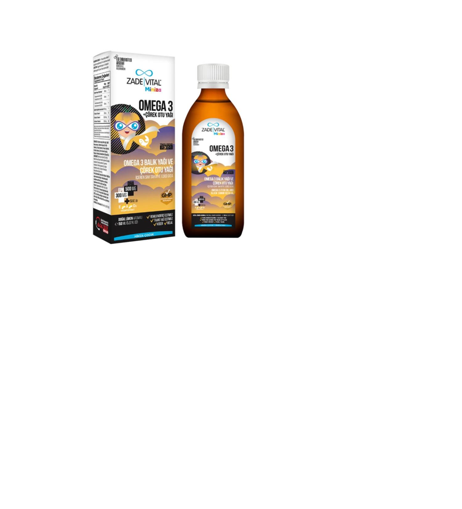 Zade Vital Miniza Omega-3 Fish Oil and Black Cumin Oil 150 ml