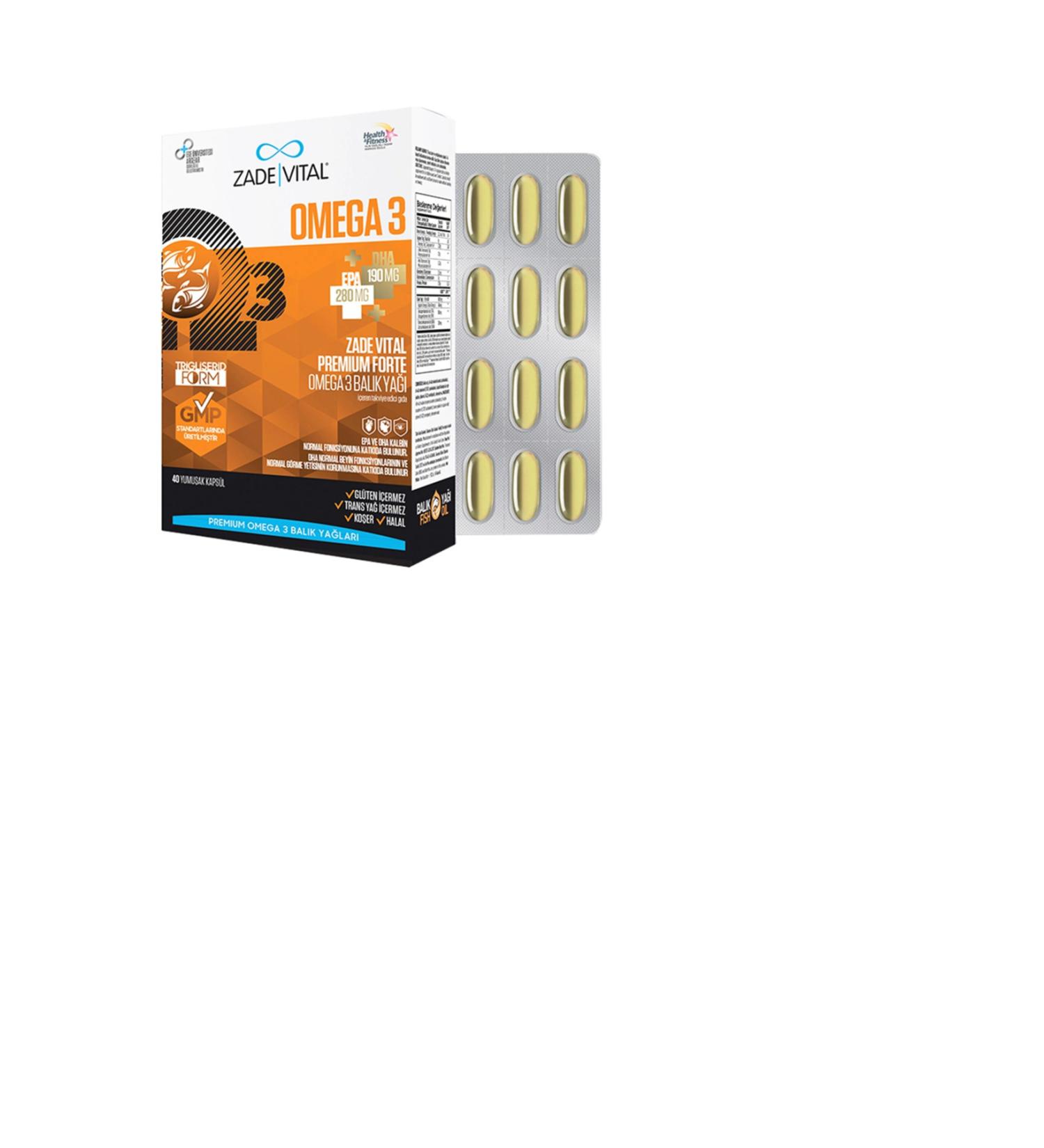 Zade Vital Omega 3 Forte Fish Oil 40 Softgels