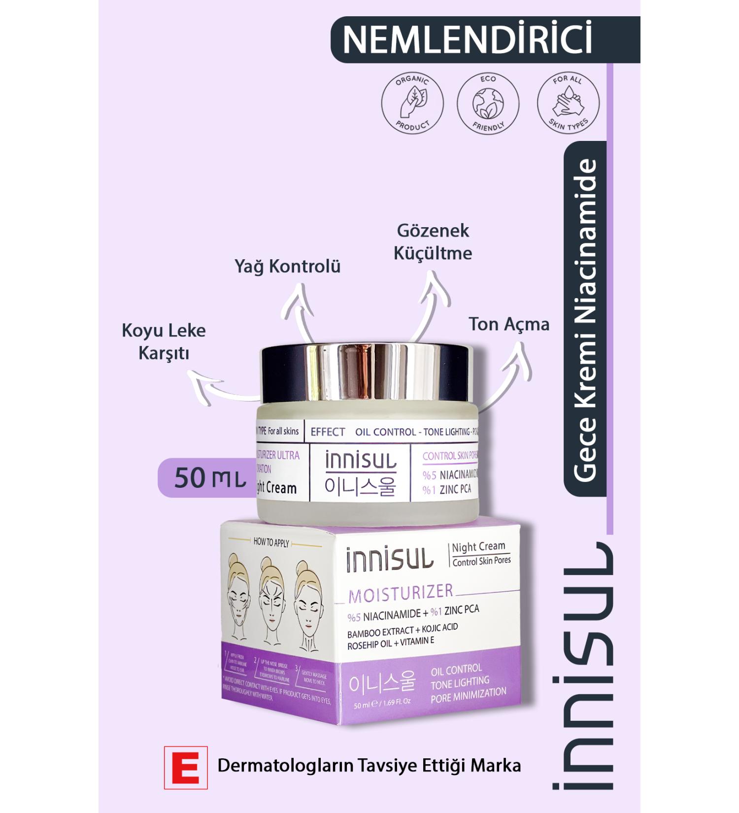 innisul 24 Hour Effective Anti-Stain Intensive Moisturizing Skin Care Cream that Controls Pores 50 ml - Buy Online on GoSupps.com