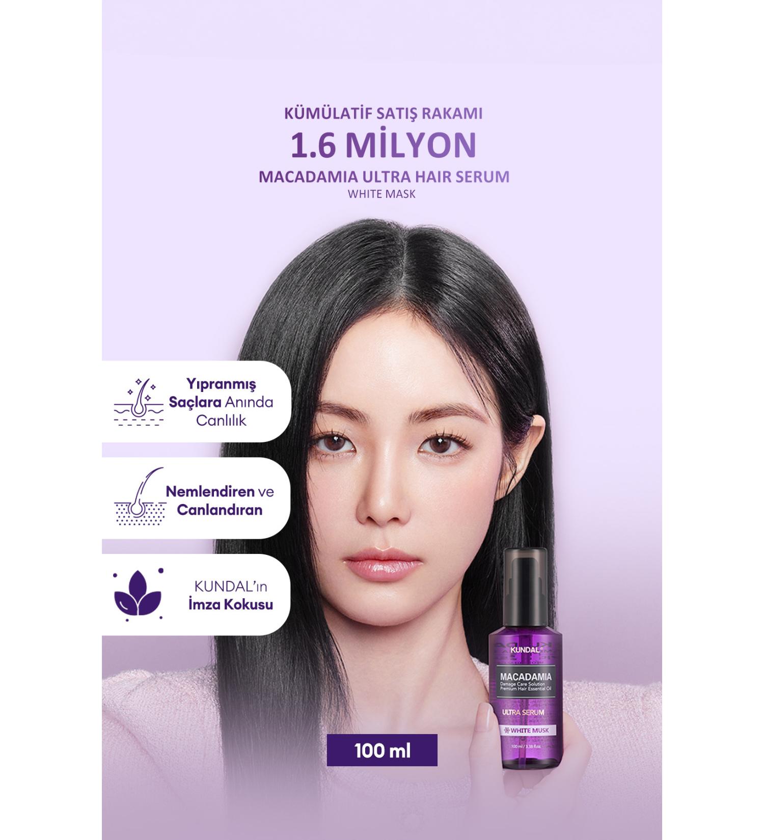 Kundal Dry and Damaged Hair Repairing Care Serum KUNDAL Macadamia Ultra Hair Serum 100ml (White Musk) - Buy Online on GoSupps.com