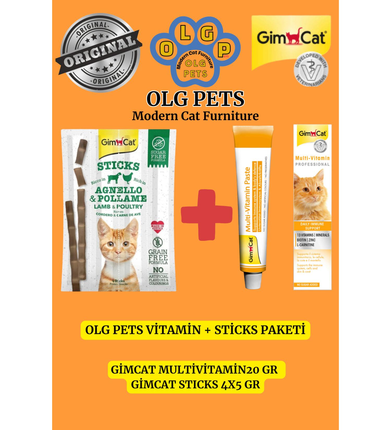 OLGPETS Gimcat Cat Vitamin and Reward Stick (Gimcat Multivitamin 20 gr + Gimcat Sticks 4 x 5 Gr)