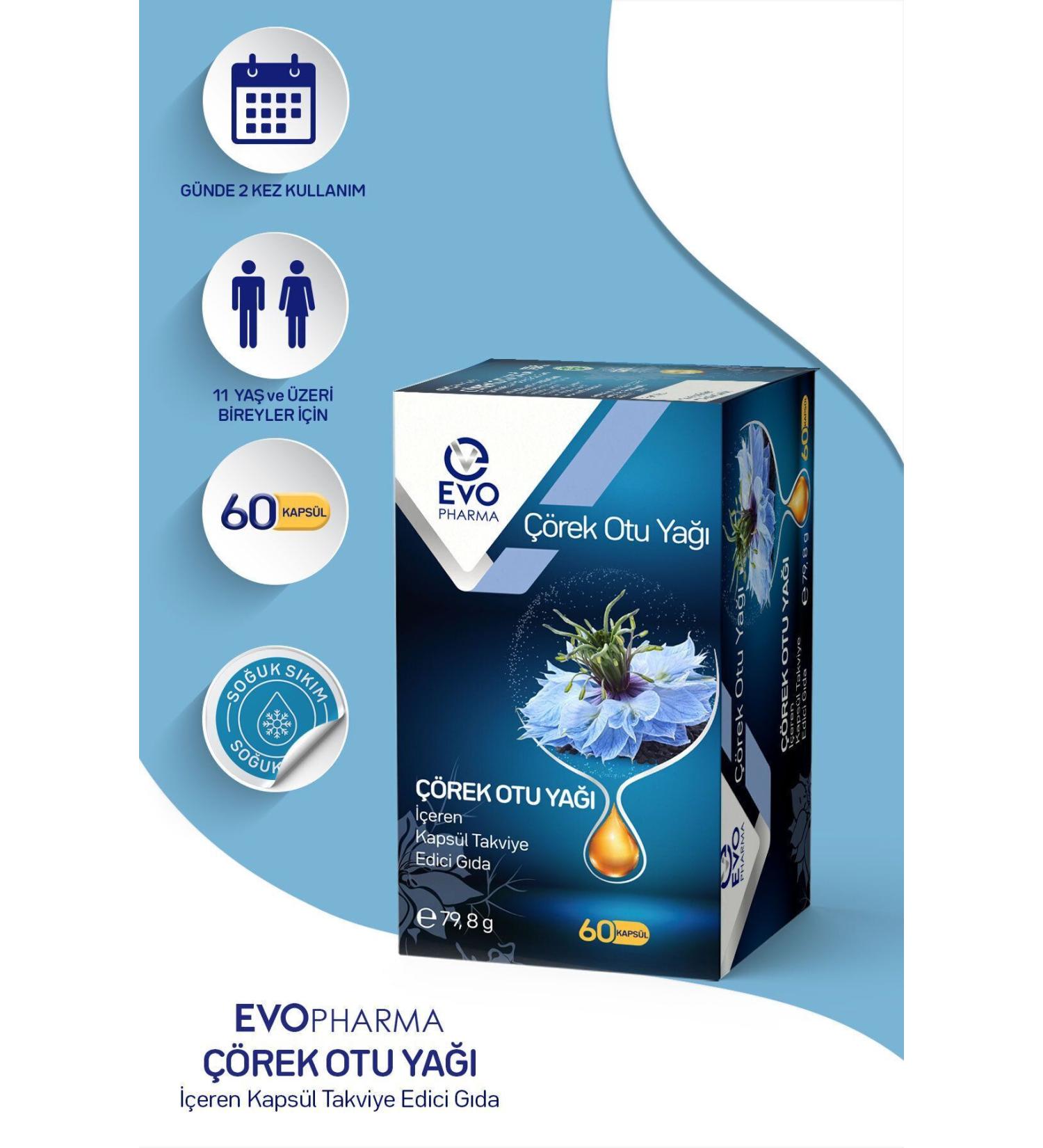 EVOPHARMA Black Cumin Oil Containing Capsule Food Supplement 60 Capsules - Buy Online on GoSupps.com