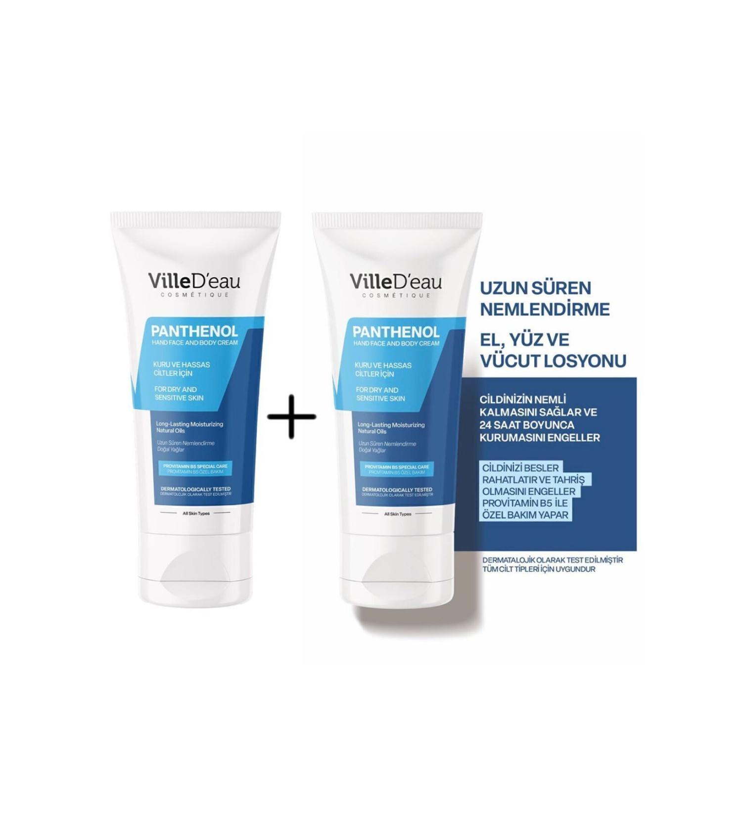 VilleD'eau 2 Pieces Panthenol Hand Face Body Moisturizing Cream 75 ml - Buy Online on GoSupps.com