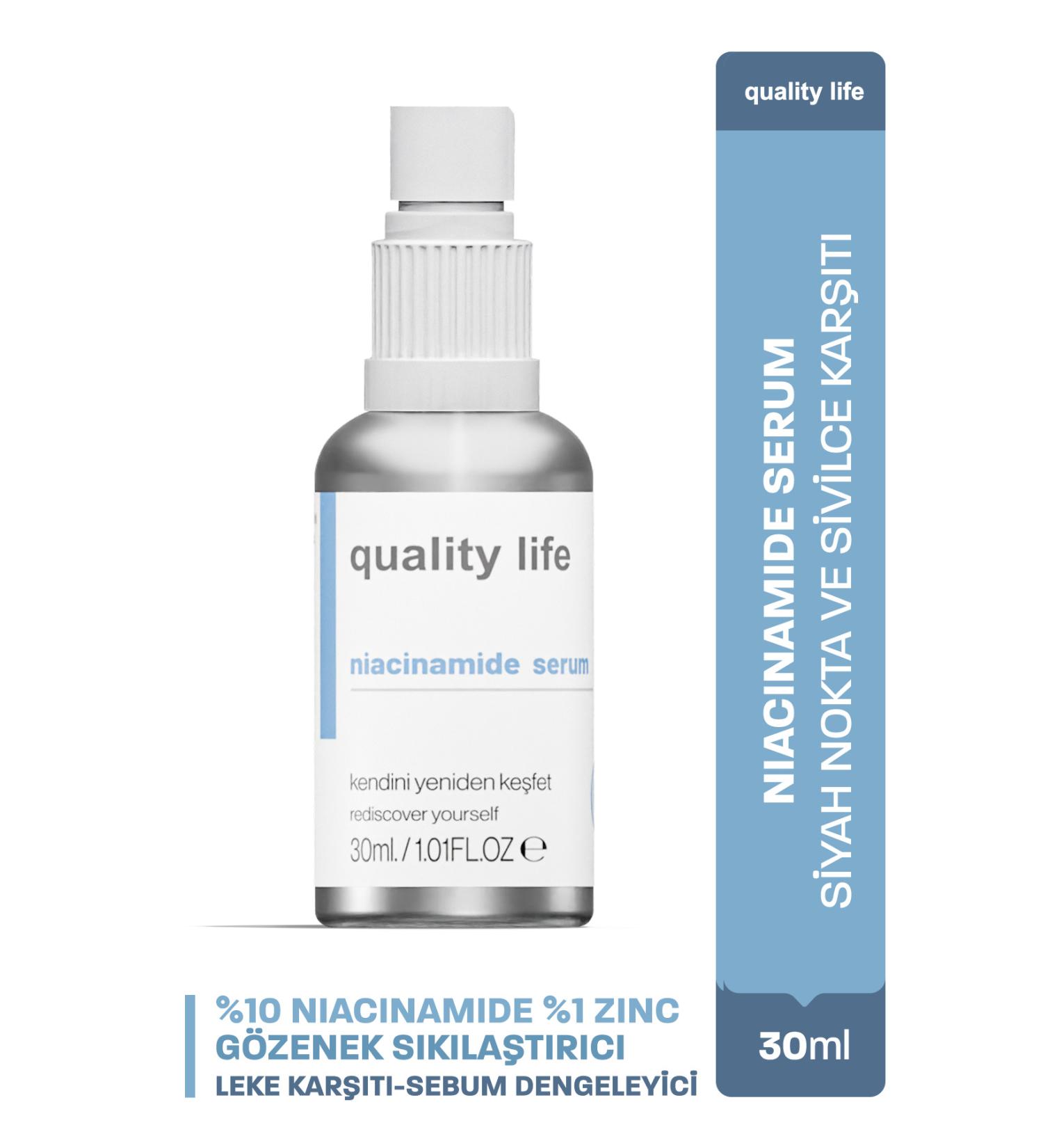 Quality Life 10% Niacinamide Skin Serum Pore Tightener 1% ZinC Anti-Blemish Acne Pimple Anti-Sebum Serum - Buy Online on GoSupps.com