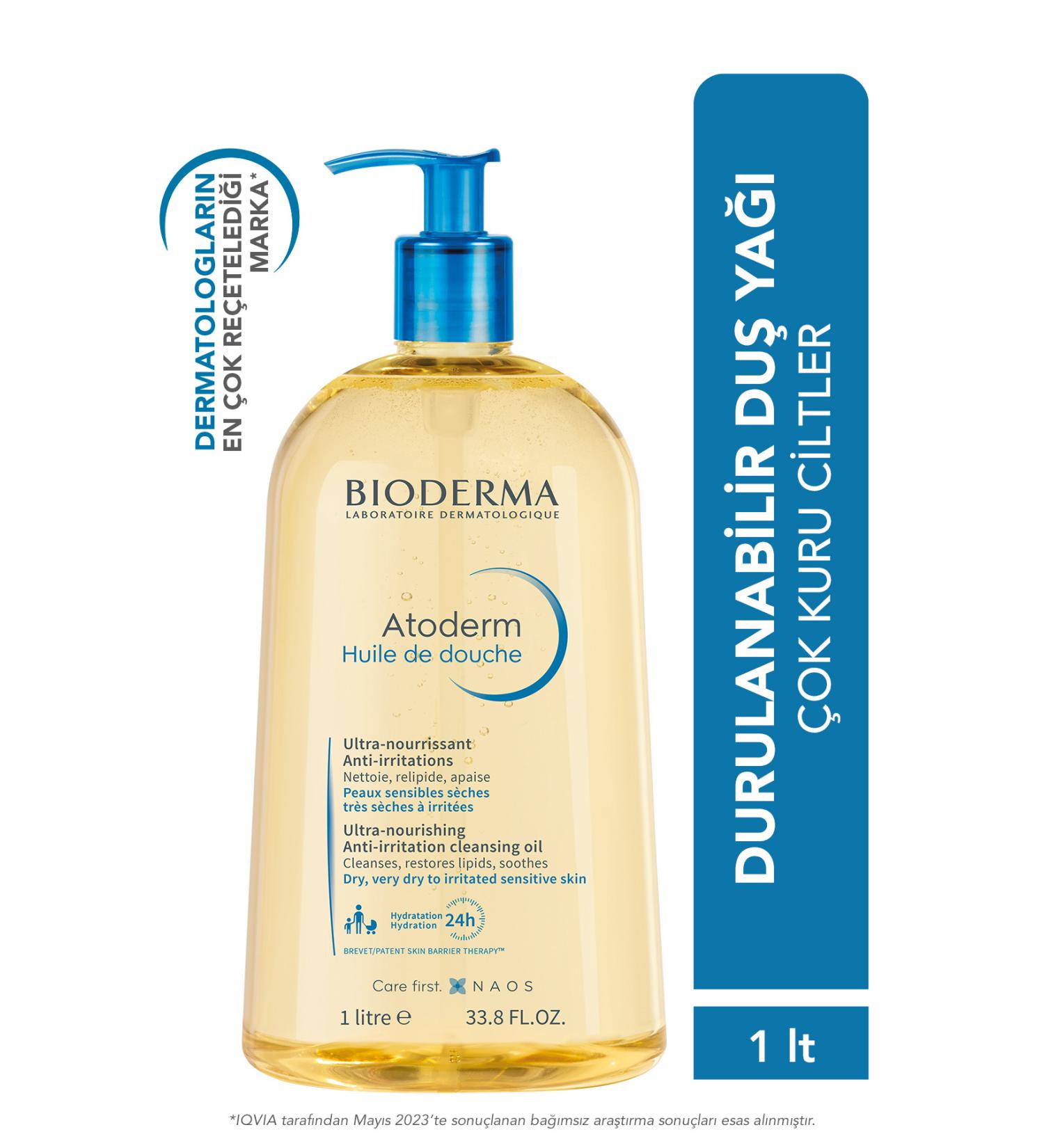 Bioderma Atoderm Shower Oil Dry Skin Moisturizing and Nourishing Shower Oil Niacinamide Baby Child Adult 1 Lt - Buy Online on GoSupps.com