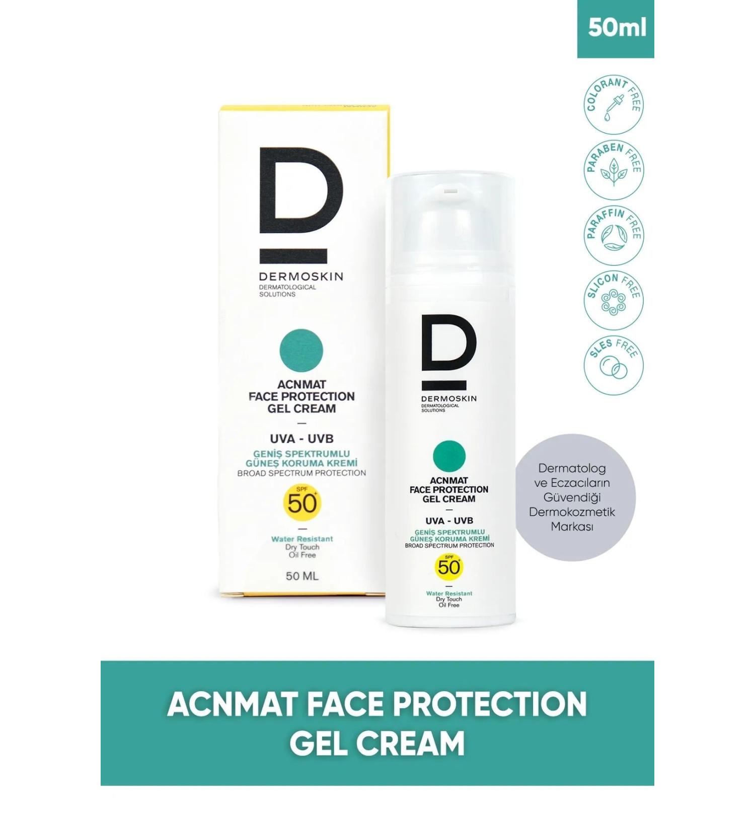 Dermoskin Acn Mat Face Protection Gel Spf 50 50 ml Sun Cream