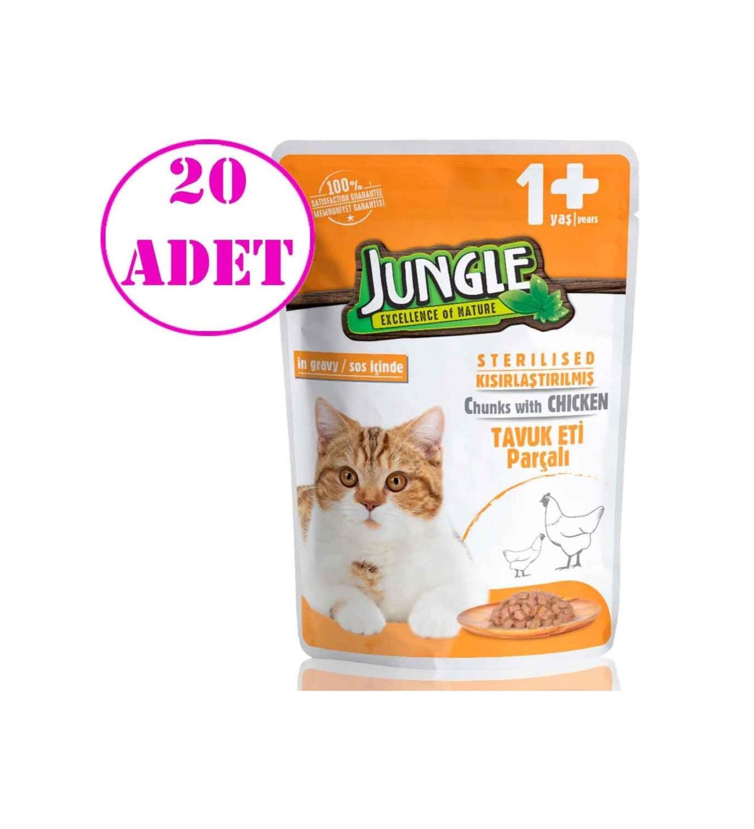 Jungle Neutered Cat Canned Chicken Jelly 100 gr 20 Pcs