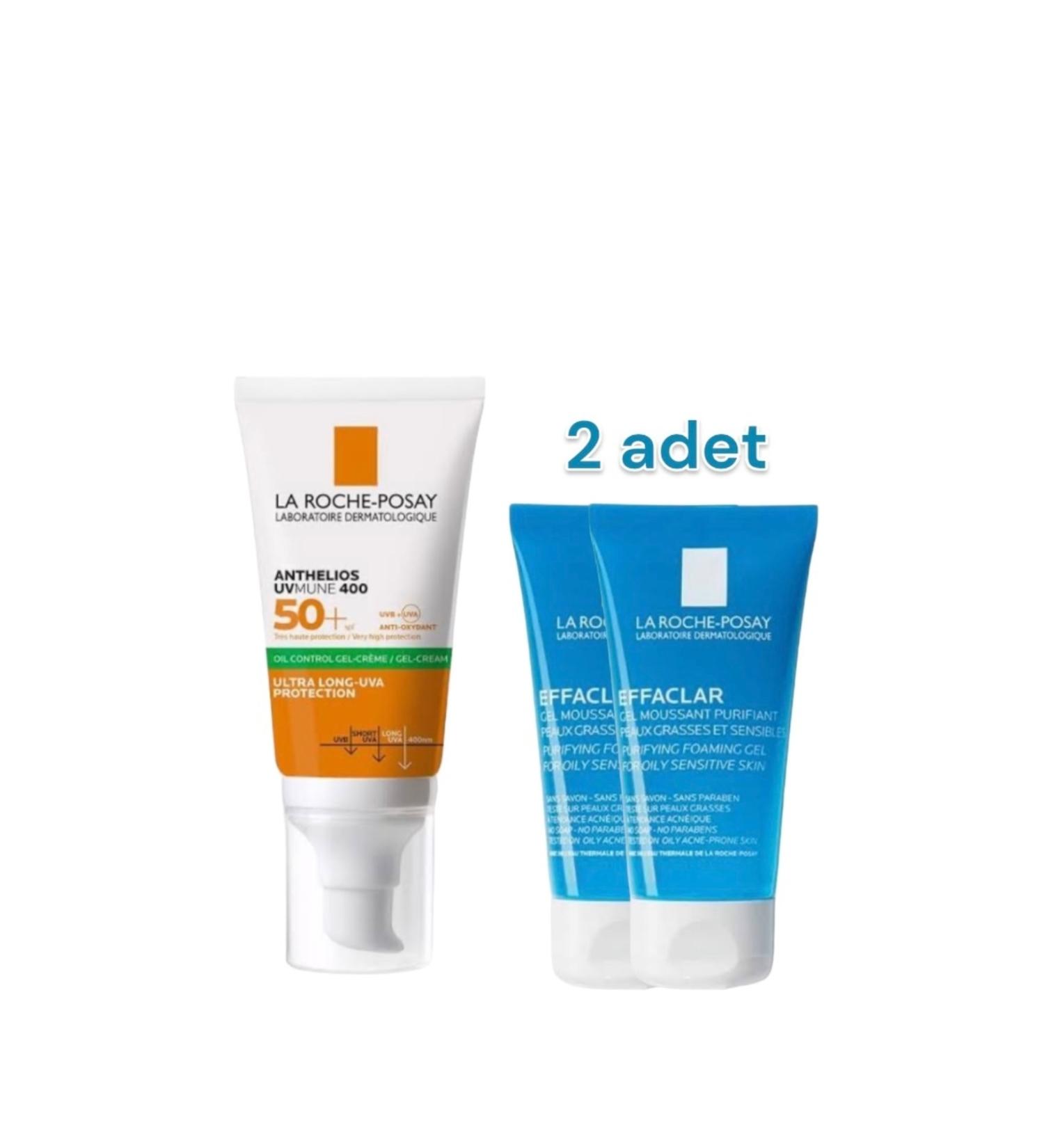 La Roche Posay Anthelios Face Sun Cream for Oily and Combination Skin 50ml + 2 Effaclar Gel 50 ml