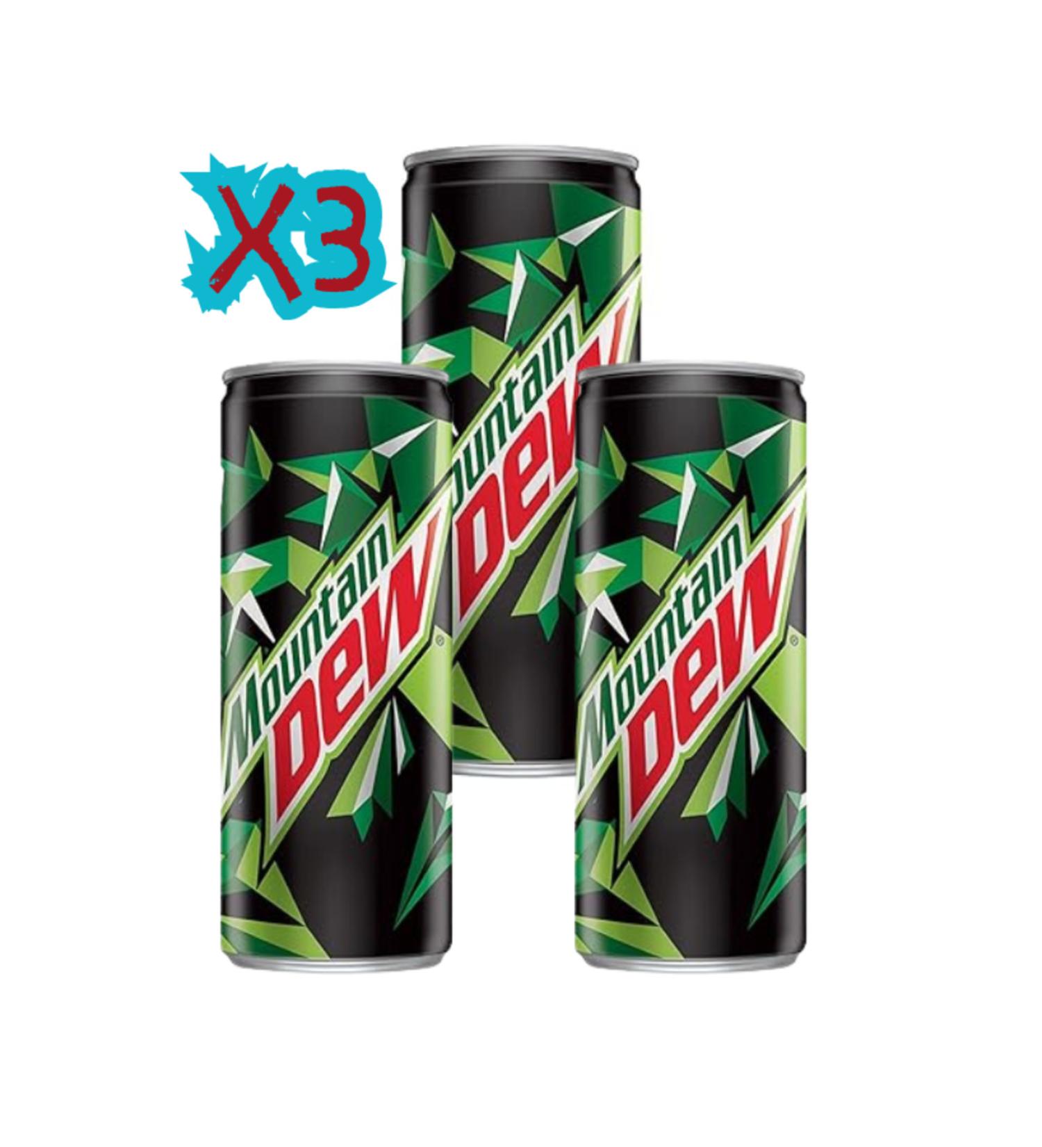 Mountain Dew soft drink can 150ml x3