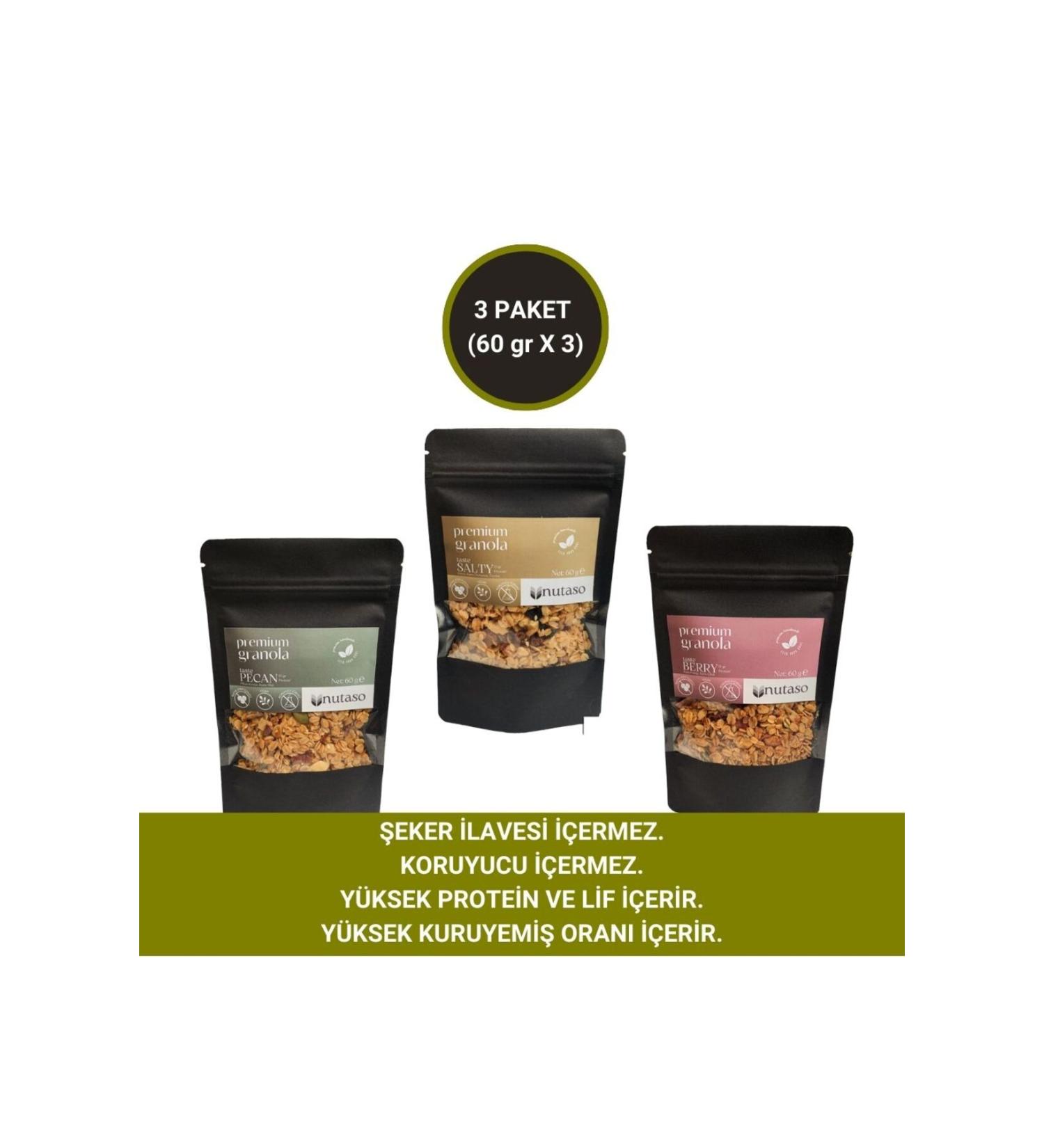 nutaso nutrition taste solutions Pecan Salty Berry Granola (60g x 3)