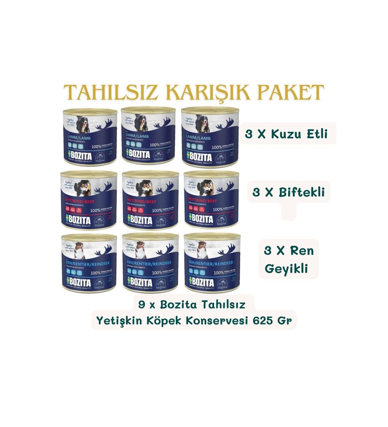 Bozita Mixed Package (Lamb Steak Reindeer) Grain-Free Adult Dog Canned Food 625 Gr