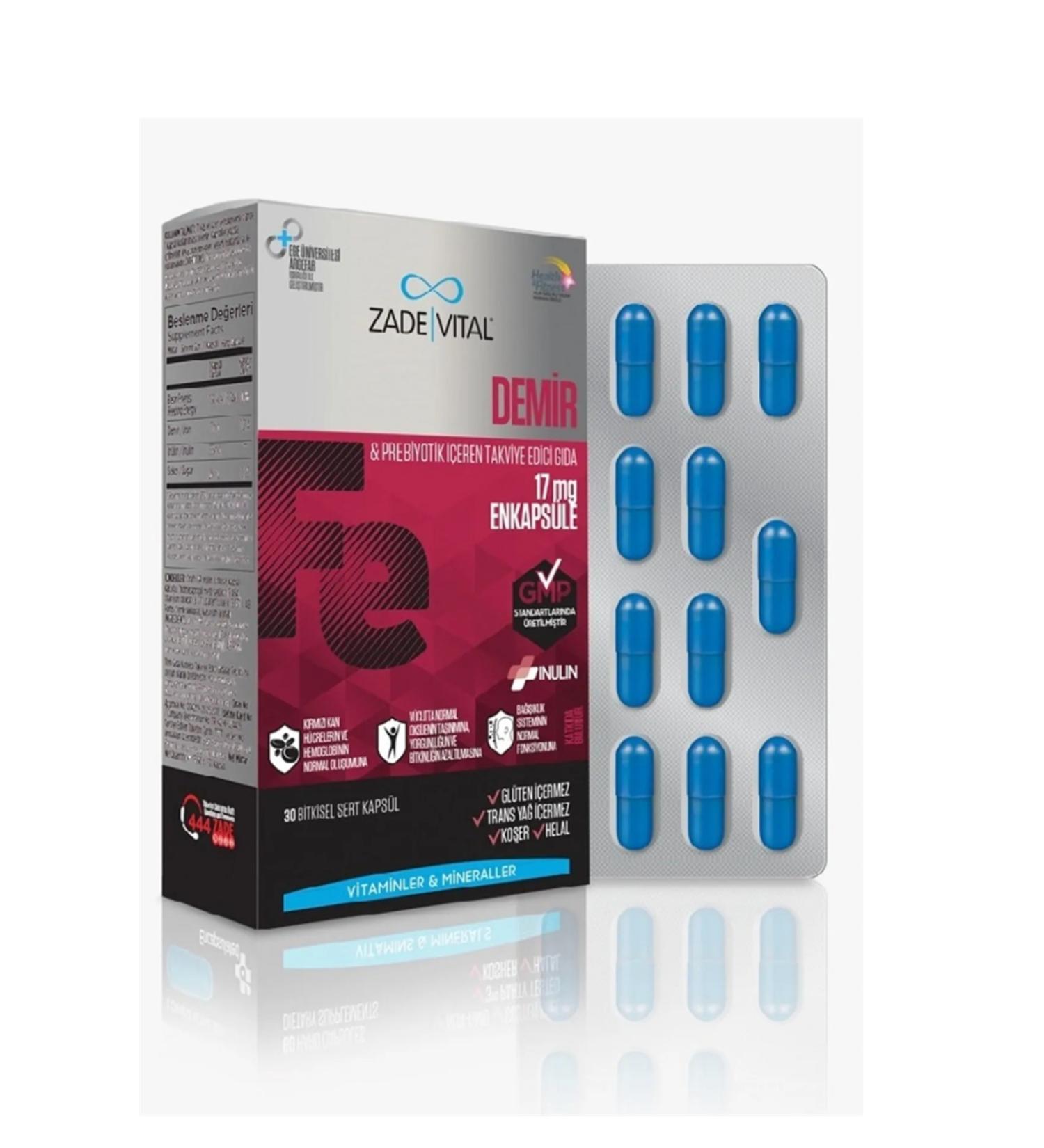Zade Vital Iron 30 Hard Capsules