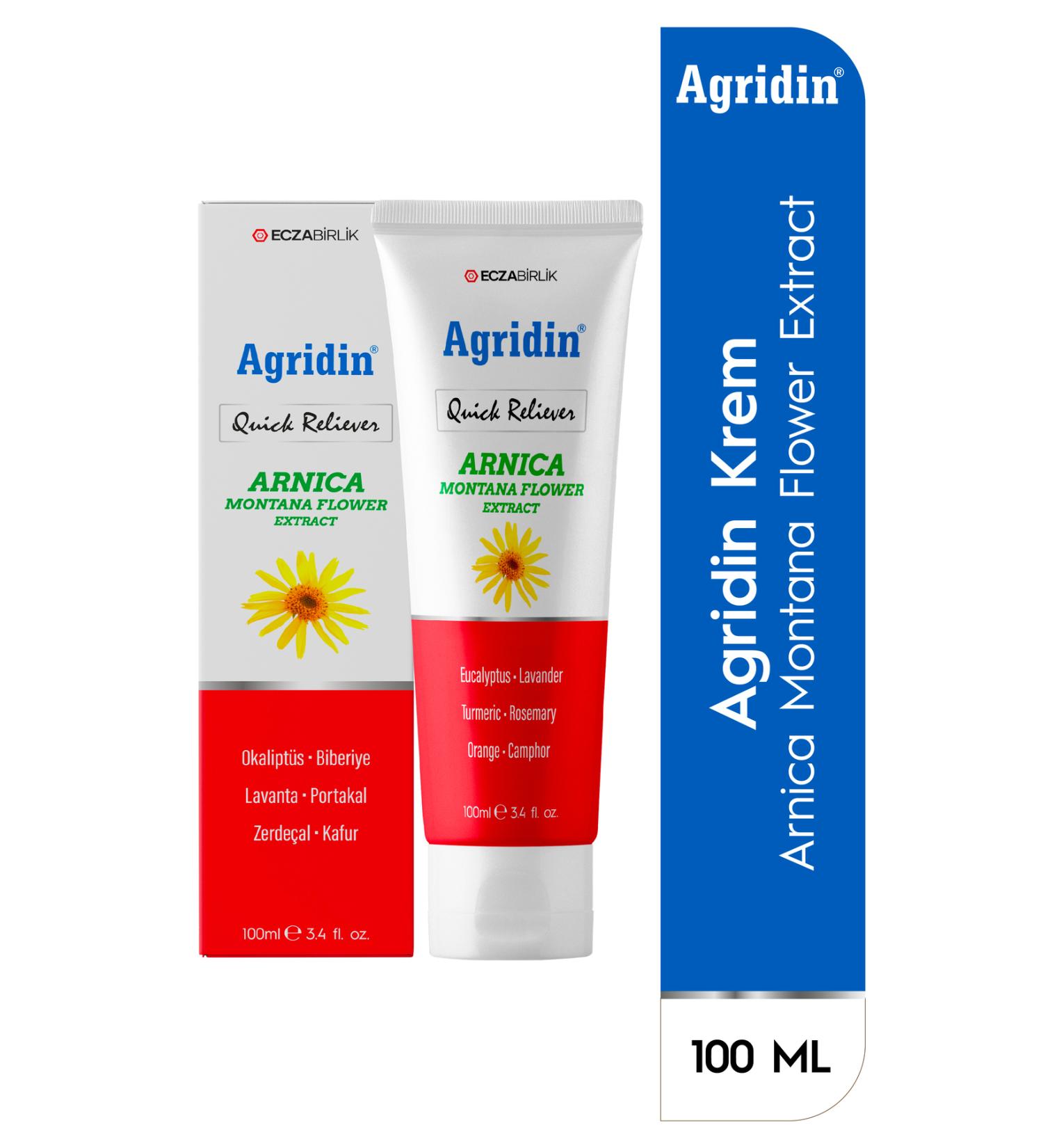 Agridin Pain Relief Cream Arnica Montana Lavender Rosemary Eucalyptus Pain Relief Cream 100 ml Tube - Buy Online on GoSupps.com