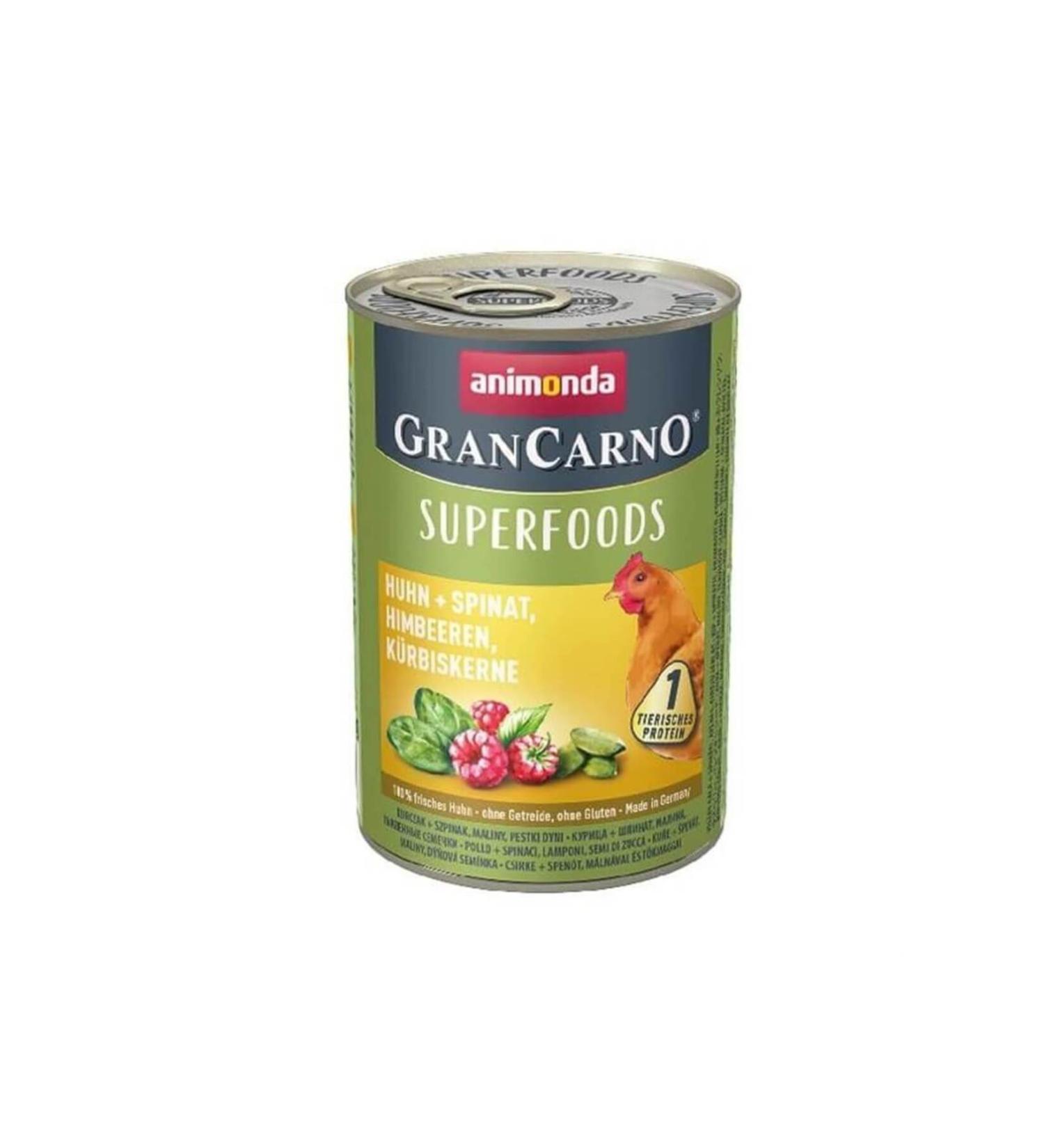 Gran Carno Superfoods Chicken Spinach Raspberry Canned Dog Food 400 gr