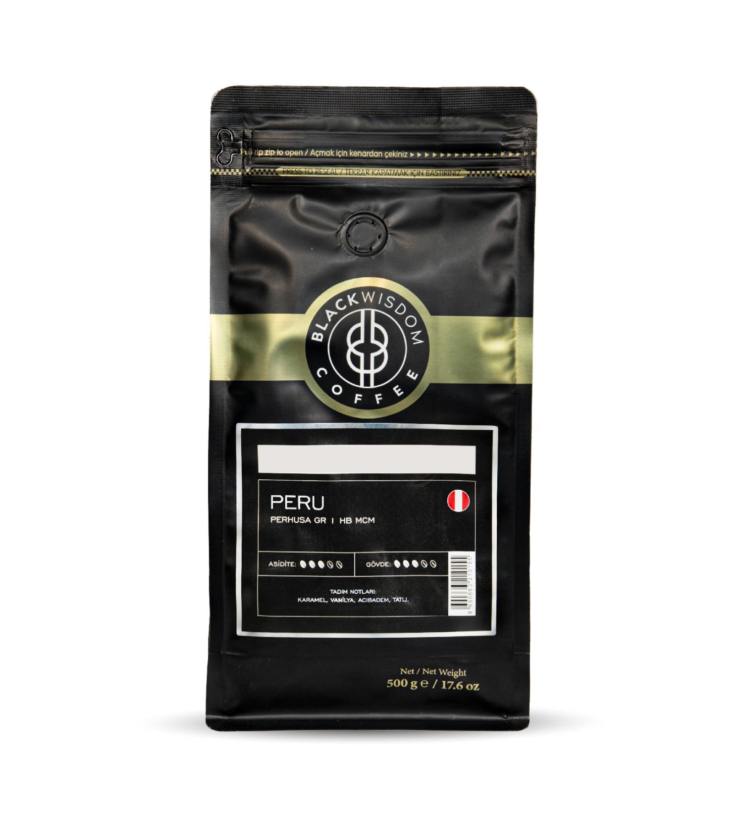 Black Wisdom Peru - Perhusa Gr1 Hb Mcm Coffee Beans 500 G