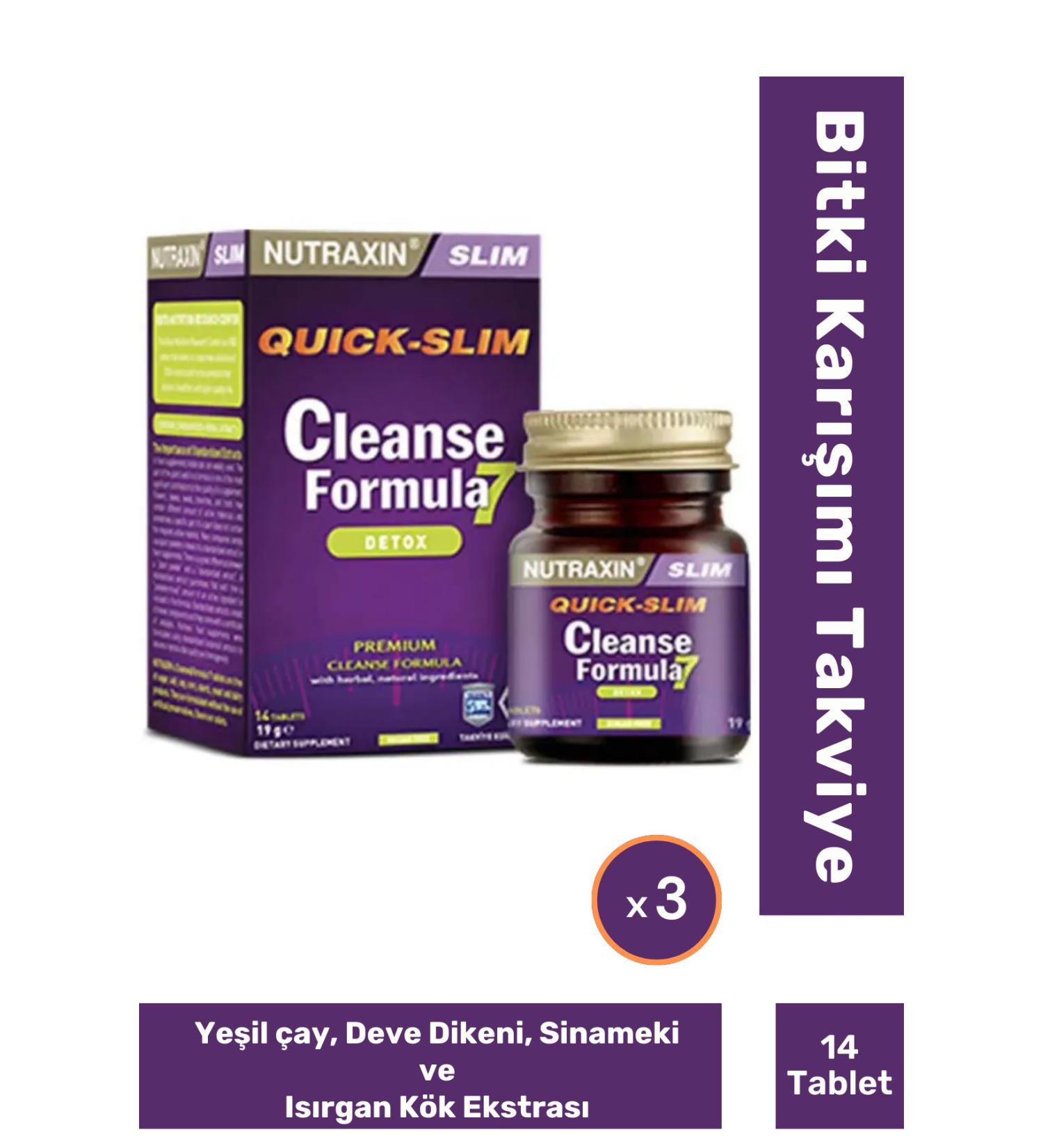 Nutraxin Quick Slim Cleanse Formula 7 Detox 14 Tablets 3 Pack