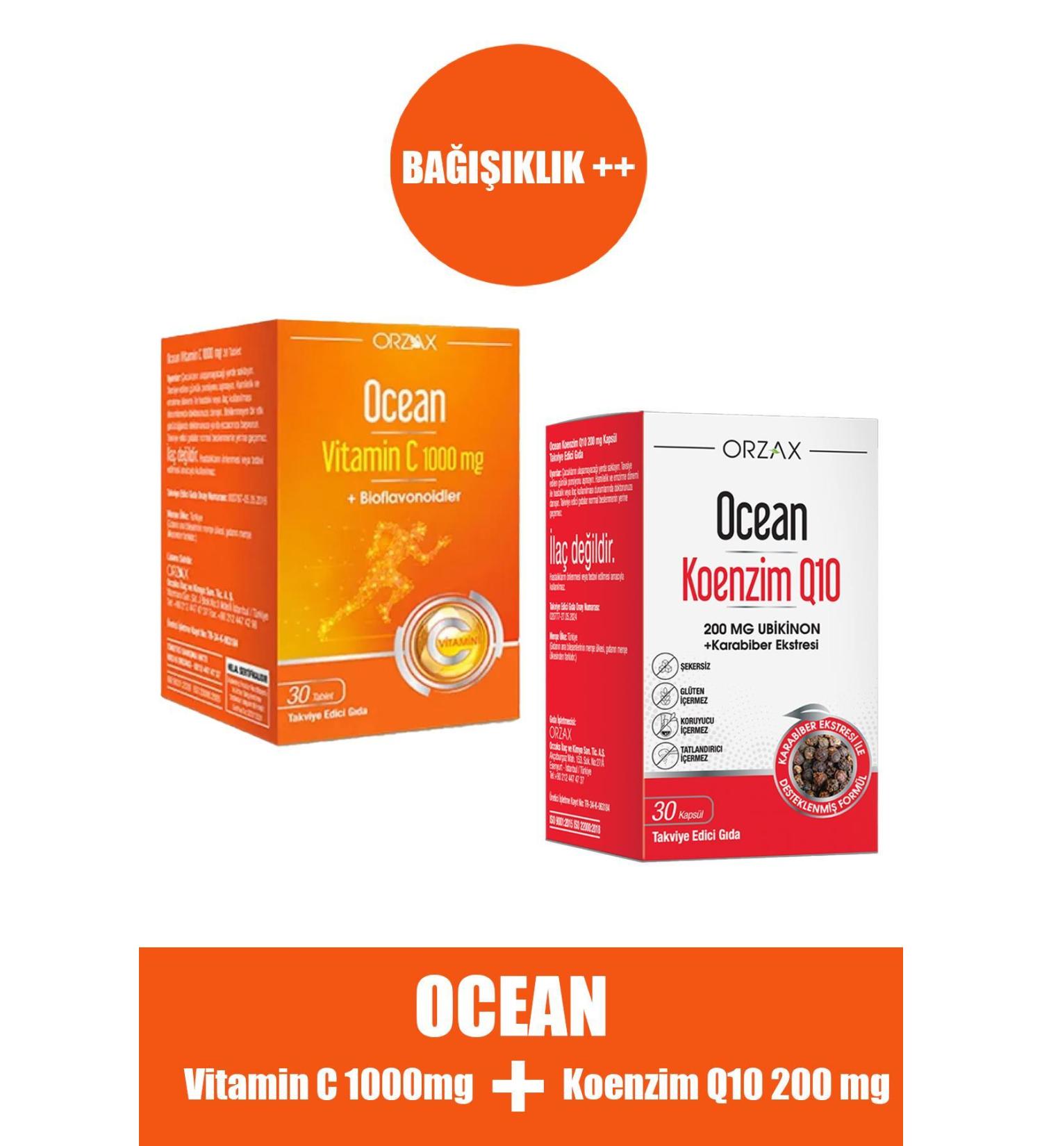 Ocean Vitamin C 1000 mg 30 Tablets + Ocean Coenzyme Q10 200 mg 30 Capsules