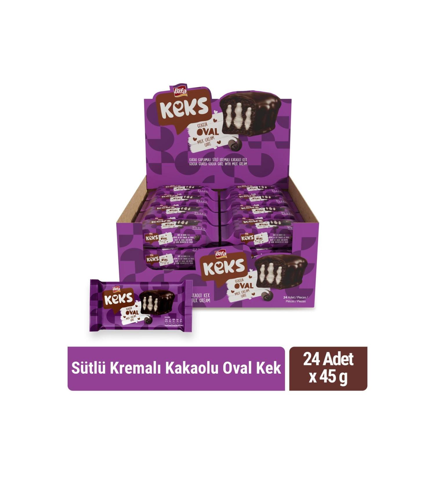B FA KEKS Bifa Keks Oval Cake Milk Cream Cocoa 45 gr x 24 Pieces - Buy Online on GoSupps.com