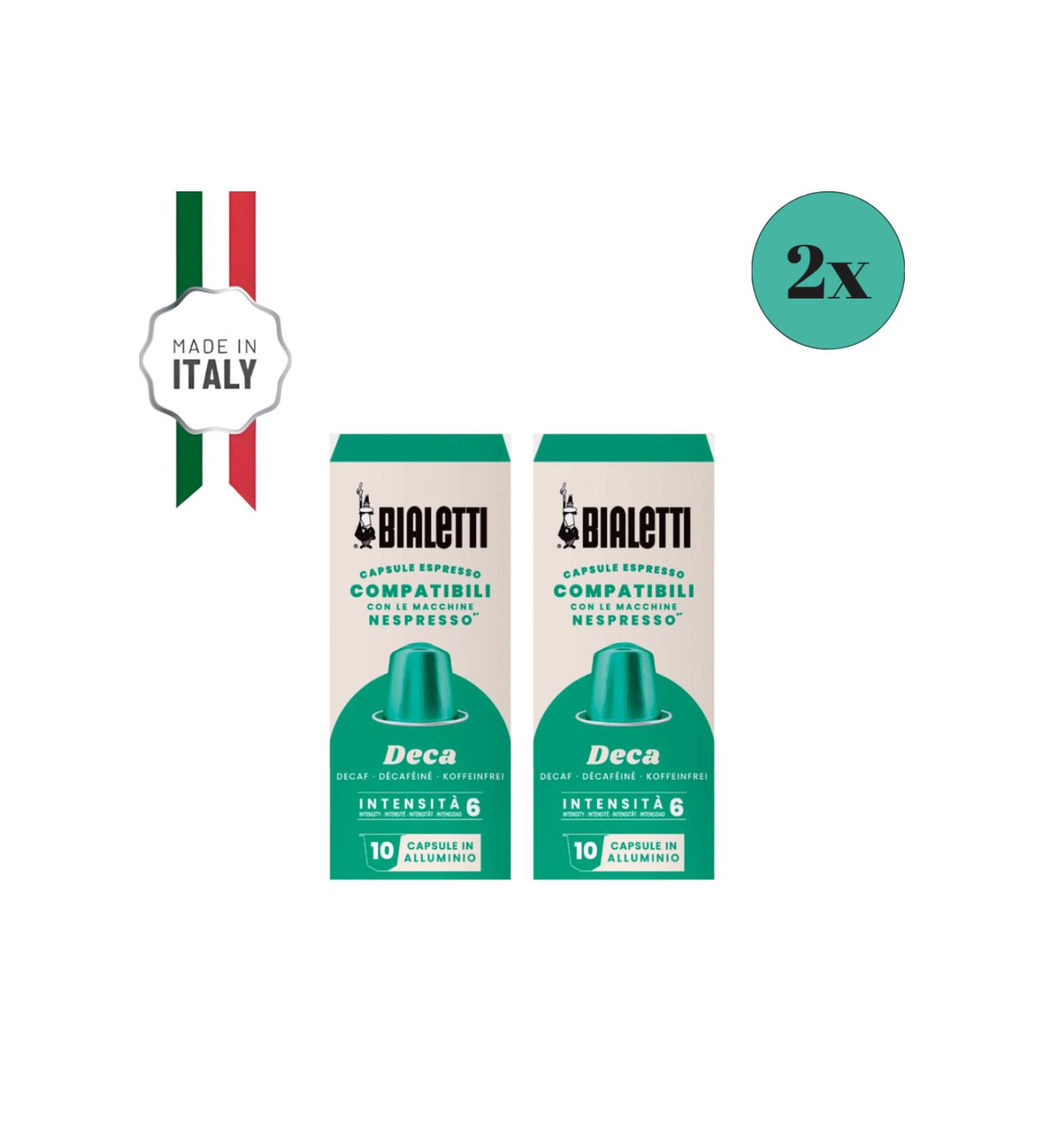 Bialetti Nespresso Compatible Decaffeinato Decaffeinated Capsule Coffee 2x10 Pieces