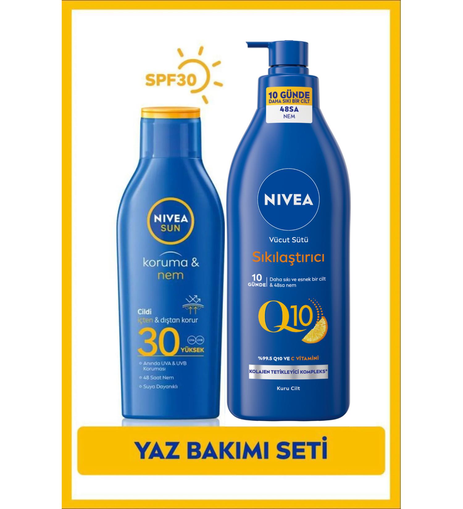 NIVEA Sun Sunscreen Moisturizing Lotion Spf30 200ml Q10 Firming Body Milk 400ml Vitamin C - Buy Online on GoSupps.com