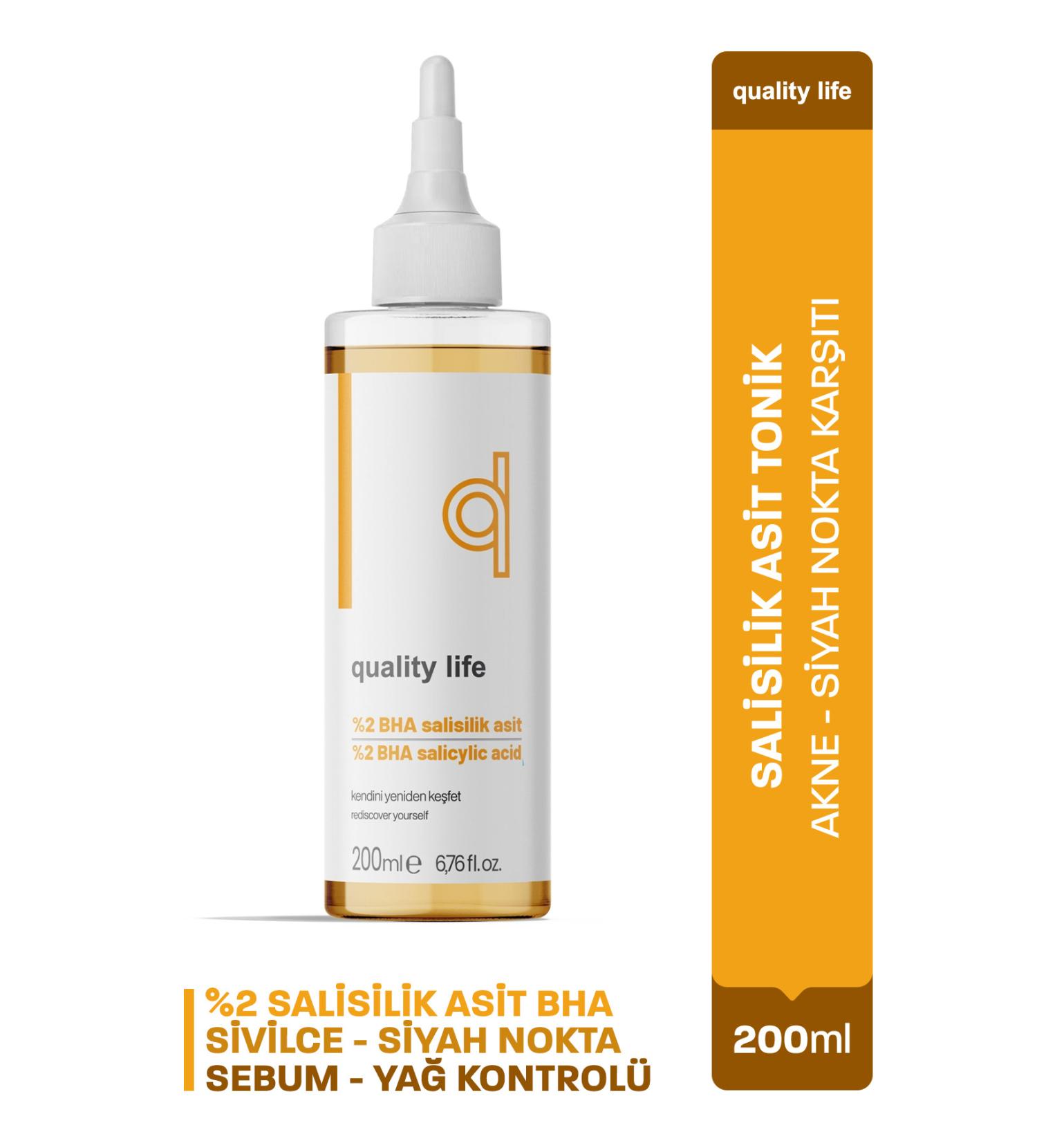 Quality Life Salicylic Acid Toner - Pore Tightener Anti-Acne Blackhead Cleaner - AHA BHA - Buy Online on GoSupps.com