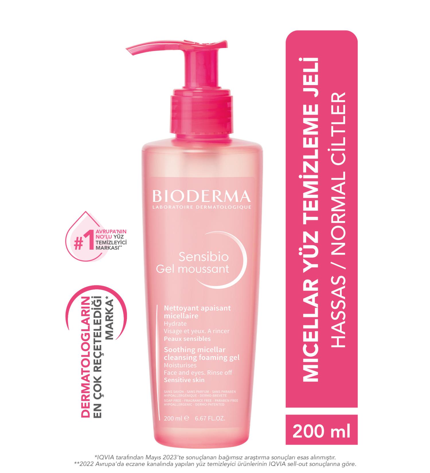 Bioderma Sensibio Foaming Gel Sensitive and Normal Skin Rinse Micellar Facial Cleansing Gel 200 ml - Buy Online on GoSupps.com