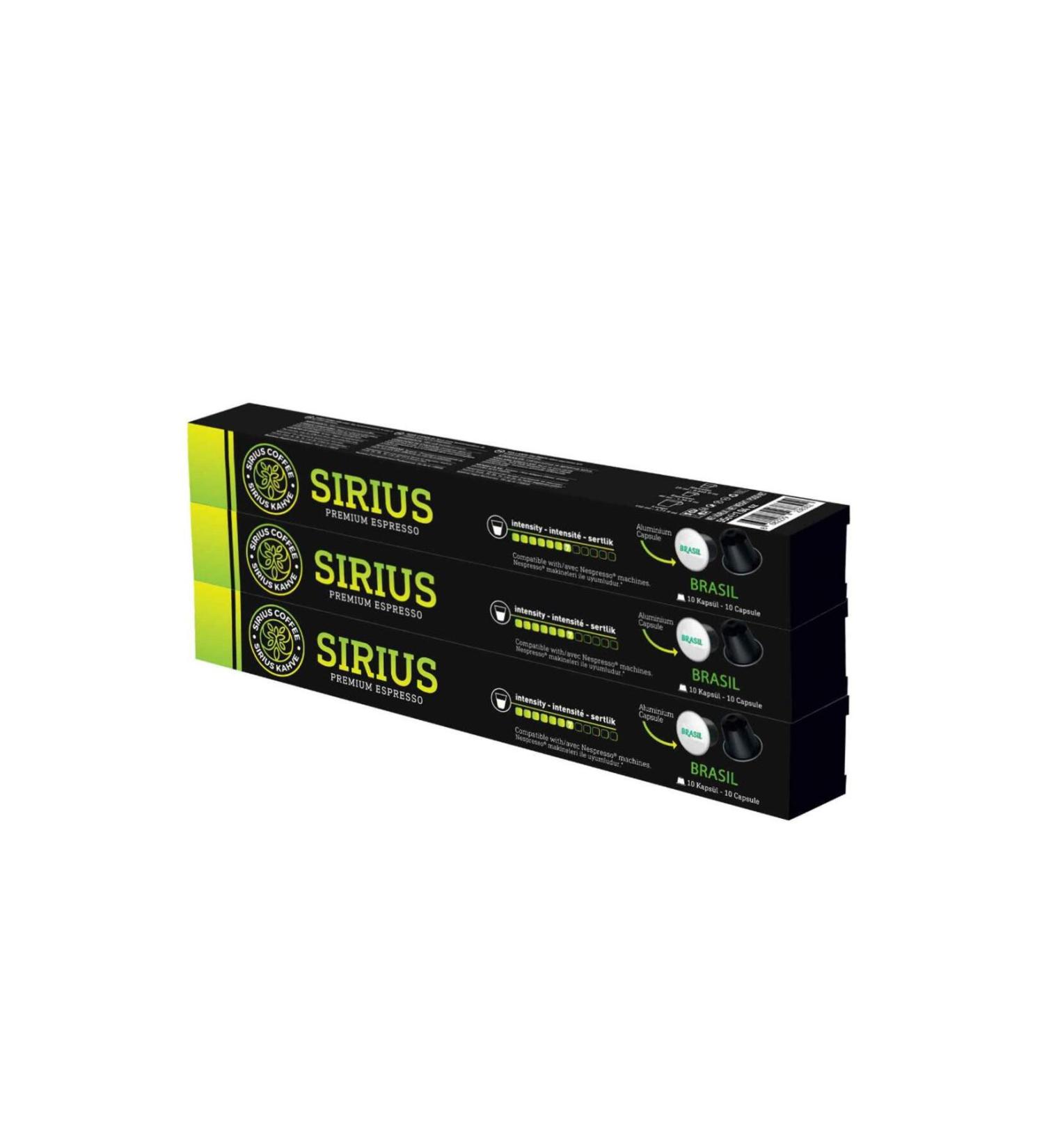 Sirius Coffee Sirius Nespresso Compatible Single Origin Capsule Coffee 7 Brasil Set of 3 (30 CAPSULES)