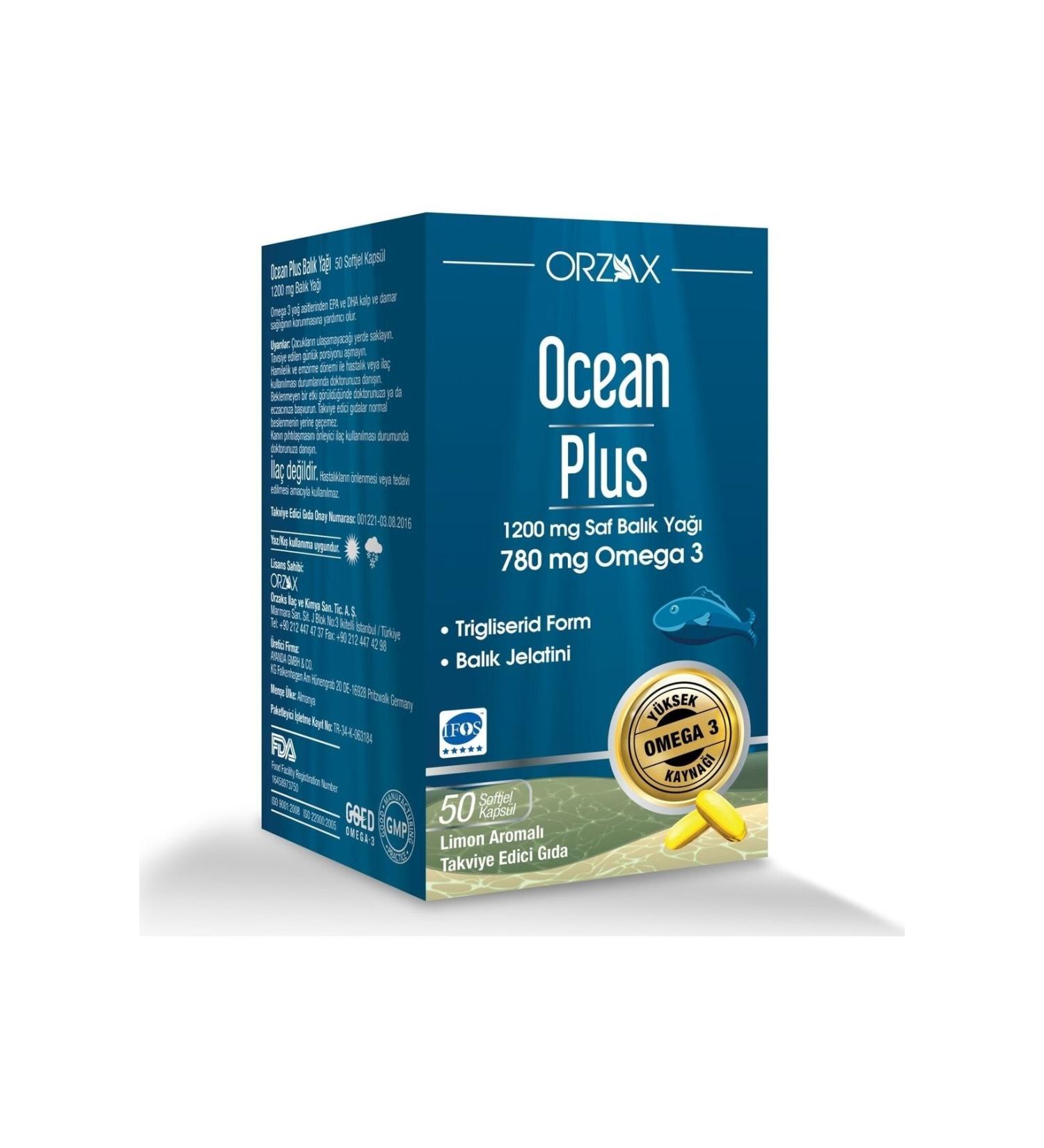 Orzax Ocean Plus 1200 Mg Omega3 Fish Oil 50 Capsules