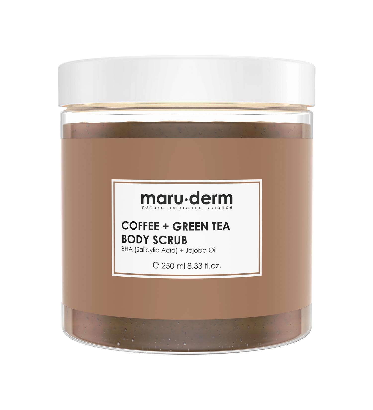 Maru.Derm Body Scrub | Coffee + Green Tea Body Peeling | BHA + Jojoba Oil 250 ML - Buy Online on GoSupps.com