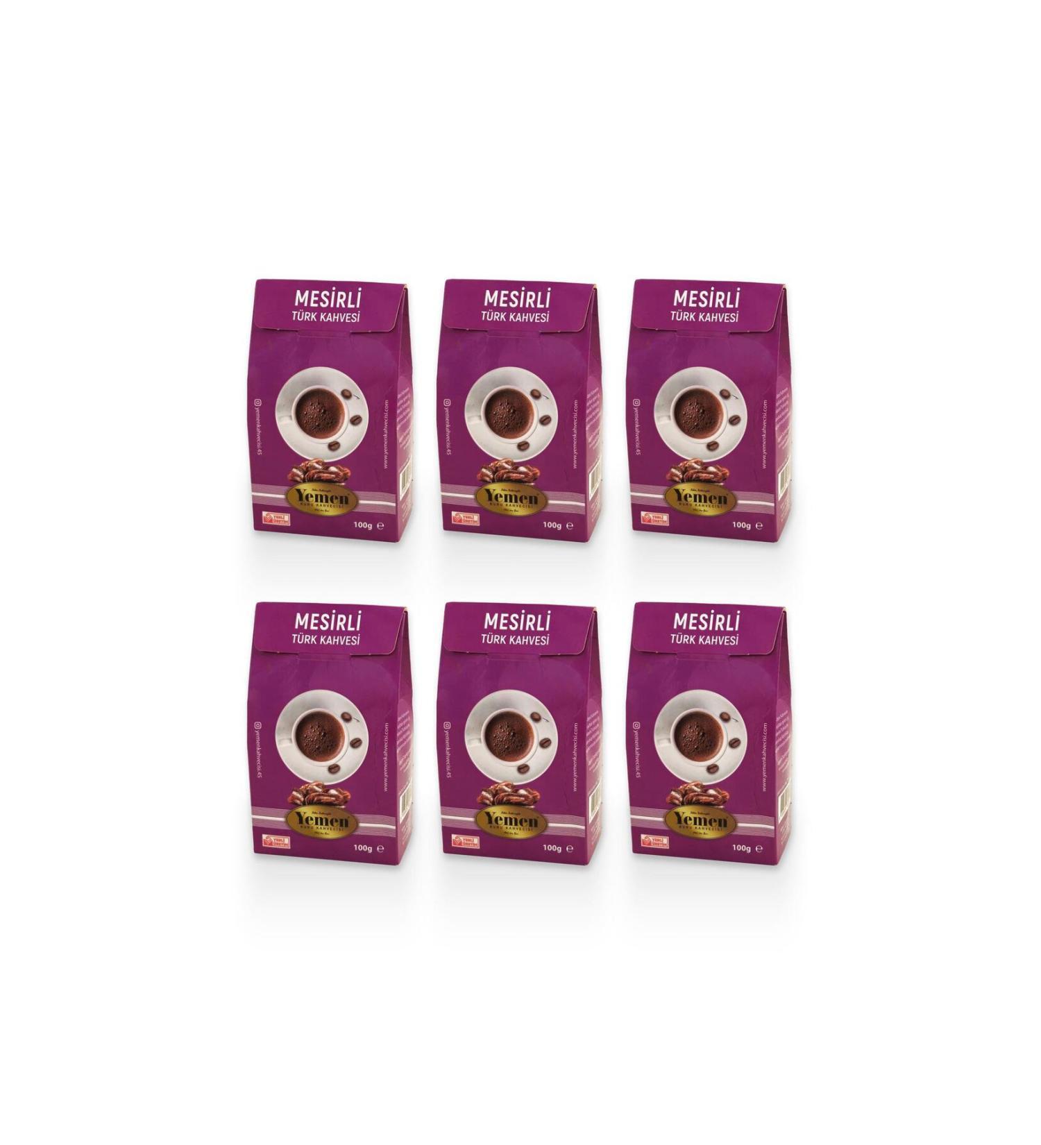 YEMEN KURUKAHVE Mesirli Turkish Coffee - 100 gr x 6 - Yemen Kuru Kahvecisi