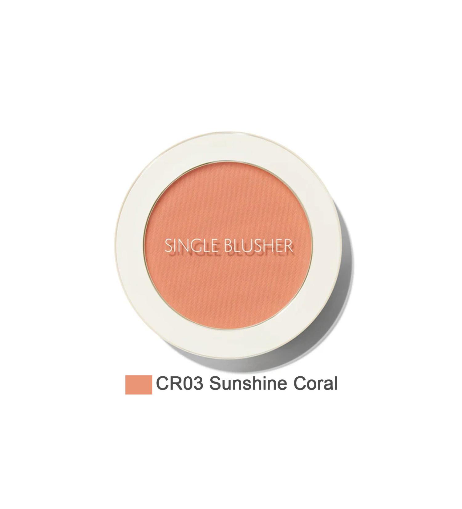 The Saem Sebum Controlling Single Powder Blush - Saemmul Single Blusher- Sunshine Coral
