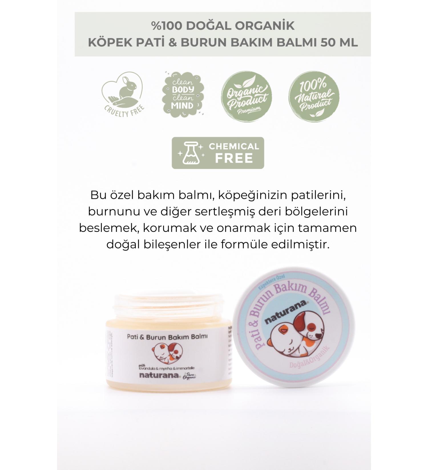 Naturana 0 Natural Organic Dog Paw & Nose Care Repair Protection Balm 50 ml Moisturizing Soothing Cream