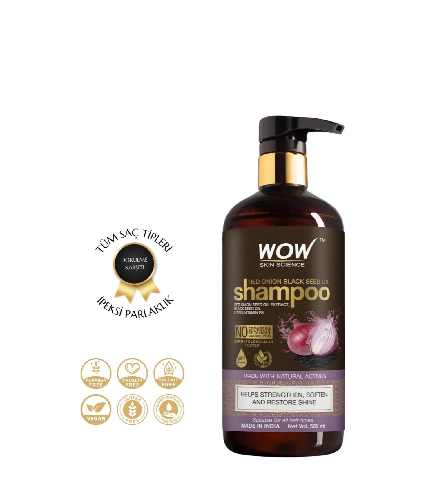 WOW Skin Science Red Onion Shampoo-Natural Ingredients-Hair Growth & Hair Fall Control 500ml