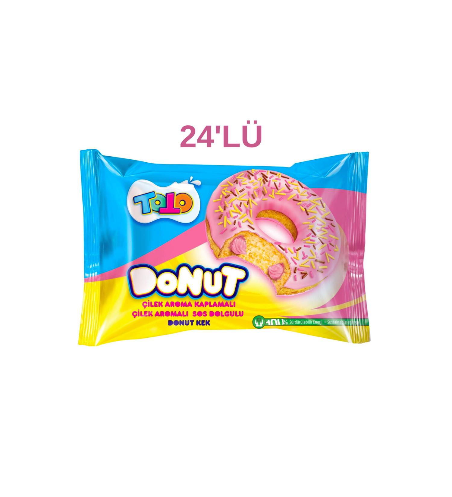 AKSU TOTO DONUT CAKE STRAWBERRY 40 GR 24 PIECES