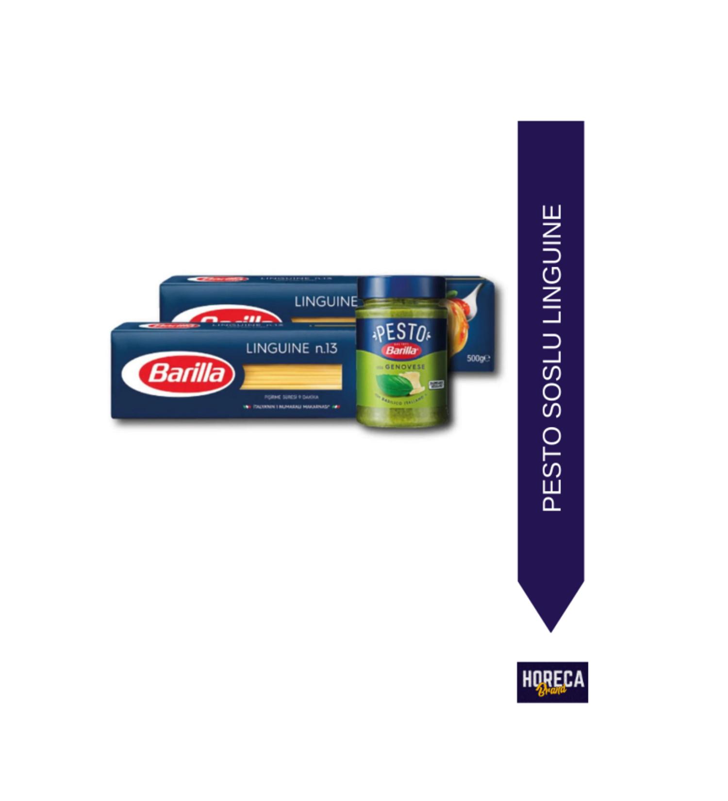 Barilla Linguine (flat) Spaghetti Pasta No.13 2 Pieces + Basil (pesto Genovese) Pasta Sauce Set