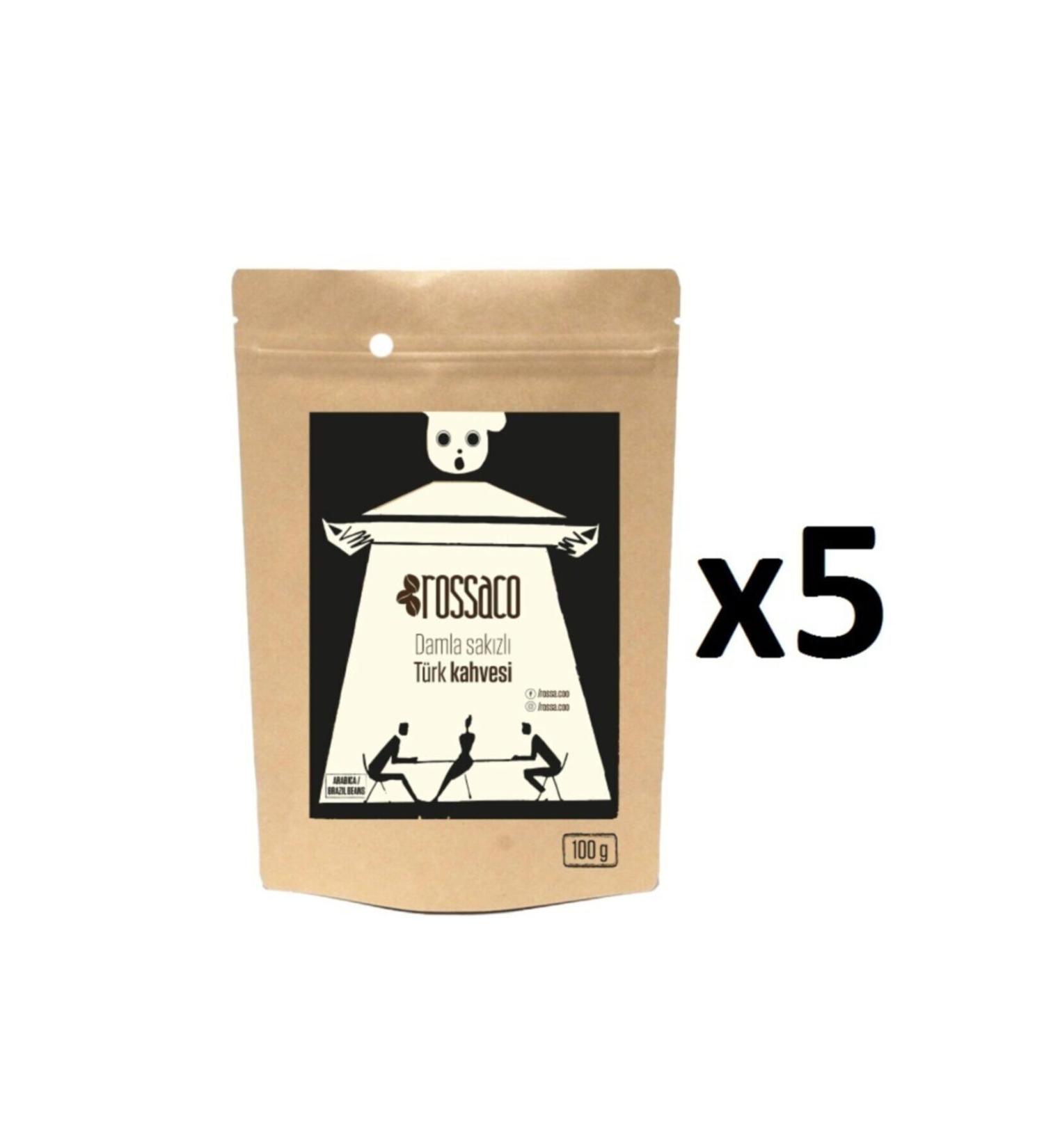 Rossaco Medium Roasted Mastic Turkish Coffee 100 gr 5-Pack