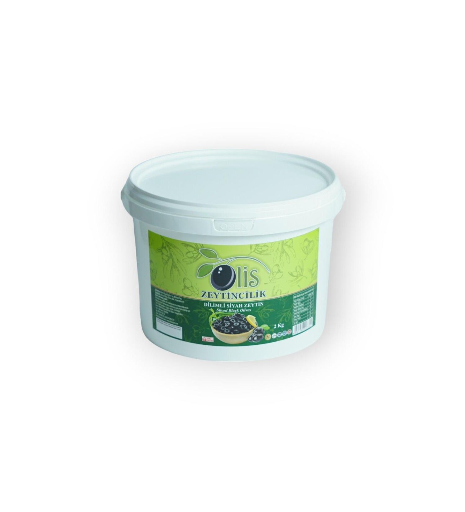 Olis Olives Sliced Black Olives - Drained Weight 2 Kg. - Bucket - Buy Online on GoSupps.com