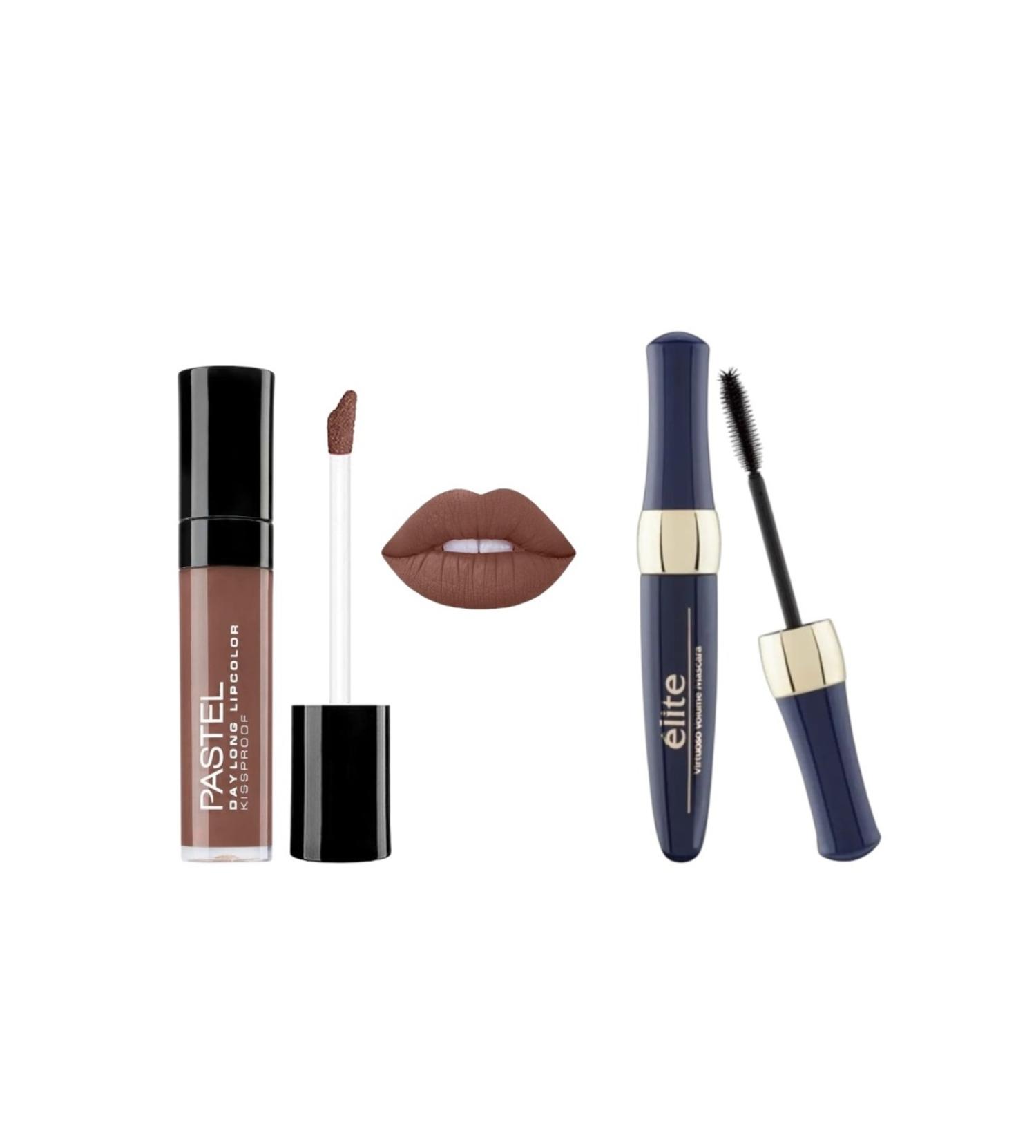 Pastel Daylong Lipcolor Kissproof - Liquid Matte Lipstick 15 + Elite V rtuoso Volume Mascara