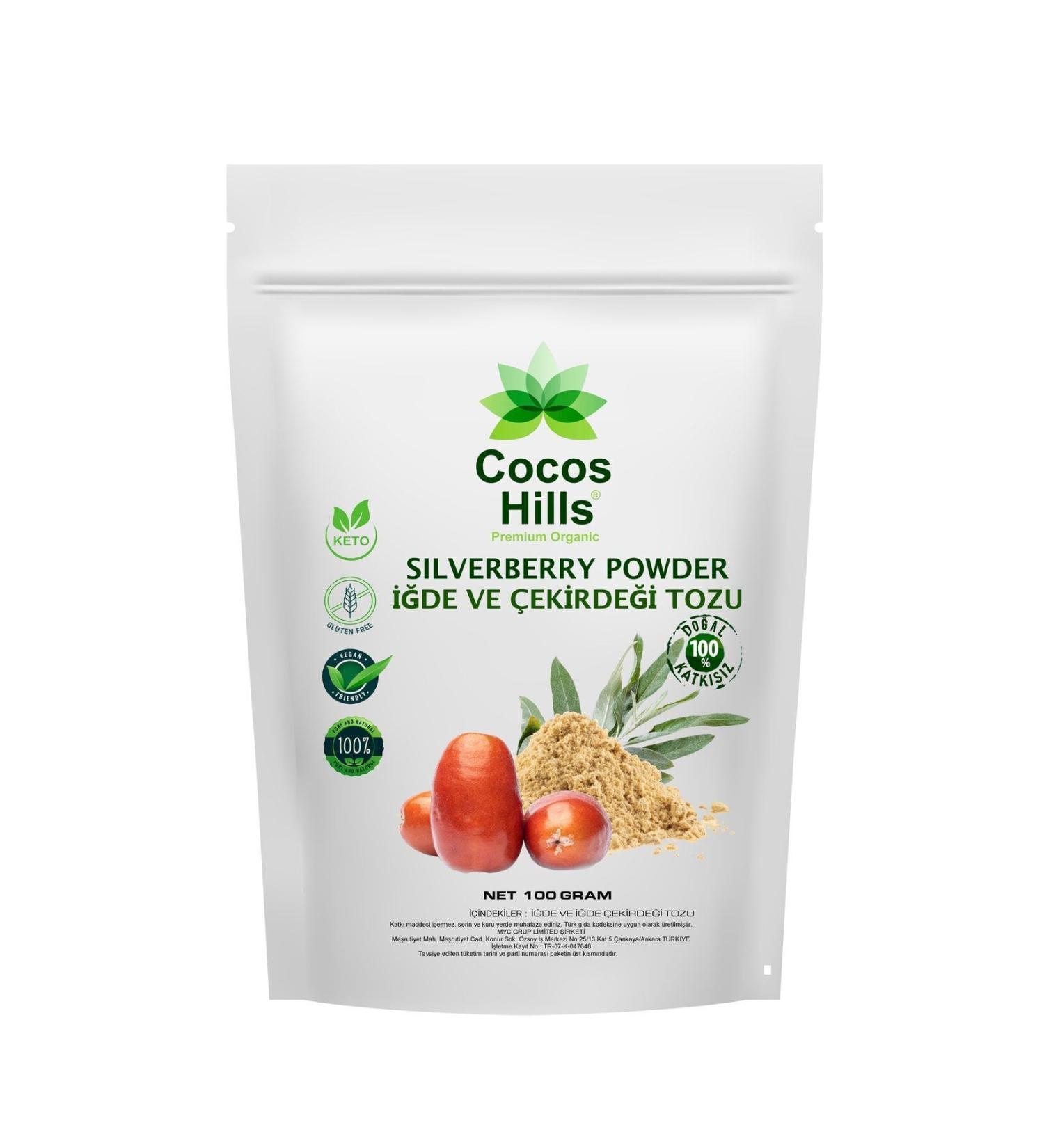 Cocos Hills Silverberry Powder Pure Oleaster and Oleaster Seed Powder No Additives 100 grams - Buy Online on GoSupps.com