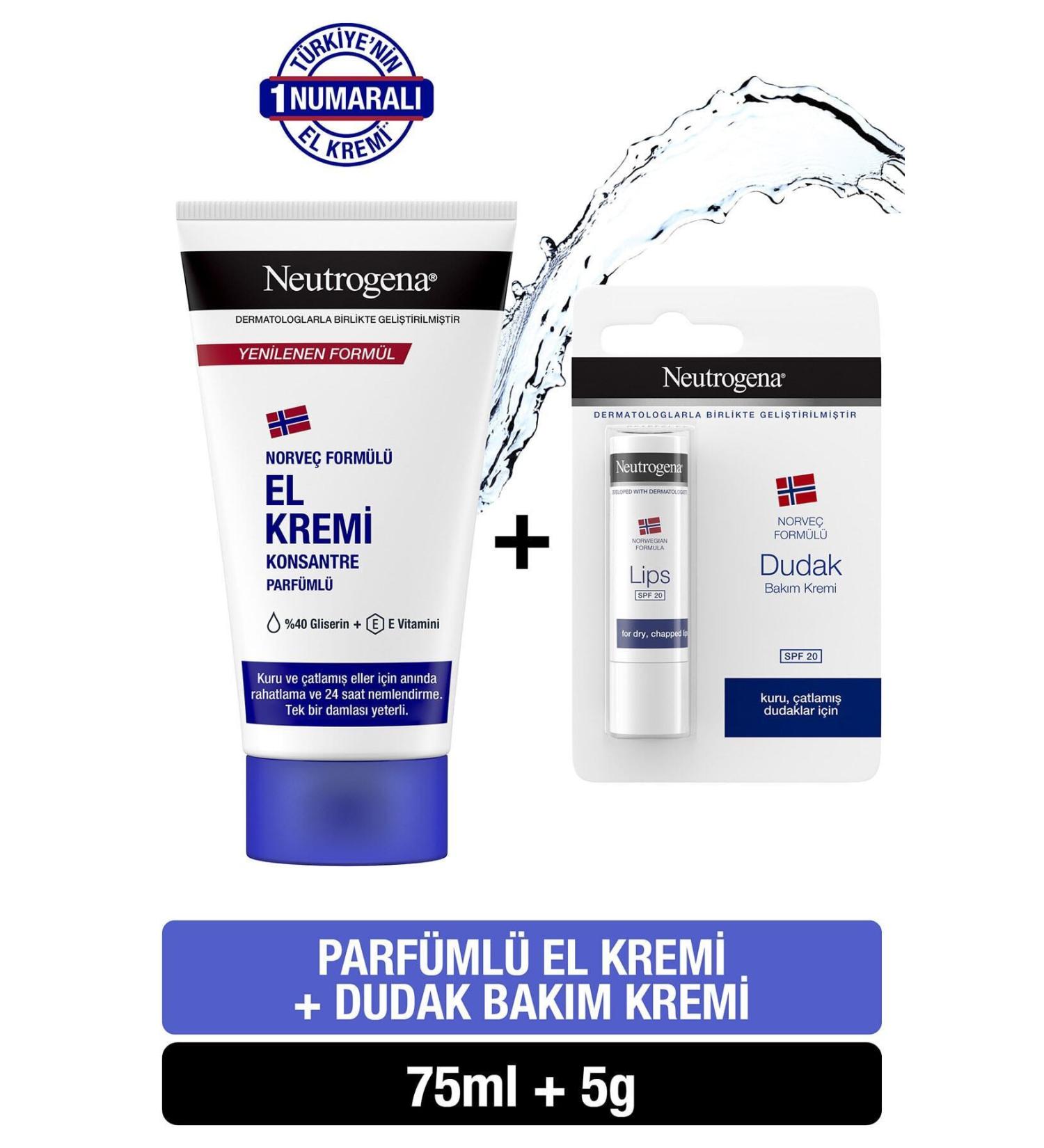 Neutrogena Hand Cream Perfumed 75g Lip Balm 5g