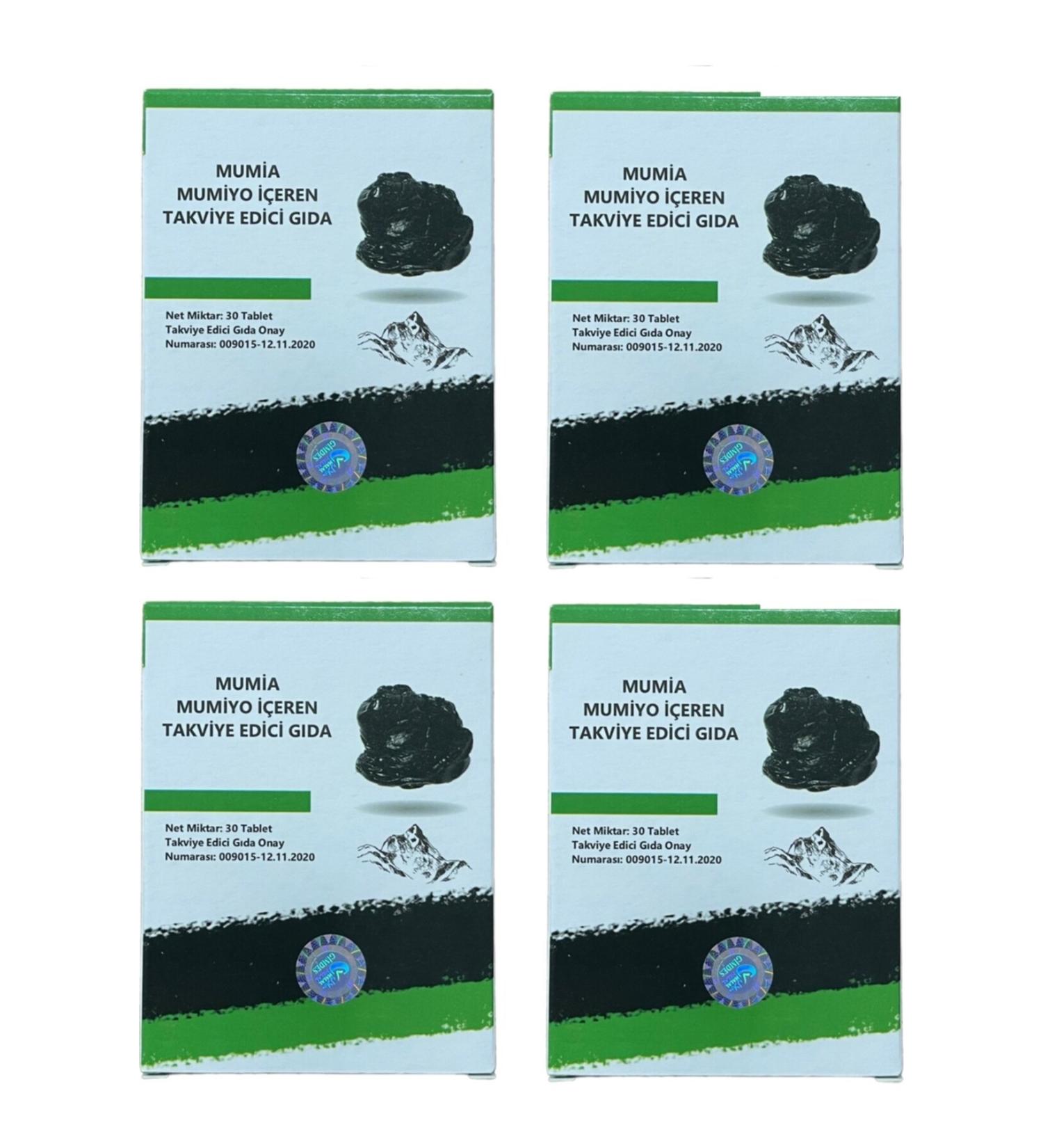 MUMIA SUPPLEMENTARY FOOD CONTAINING MUMIO 0 Pure Mumiyo 30 Tablets Shilajit Imported from Kyrgyzstan (4 Pieces)